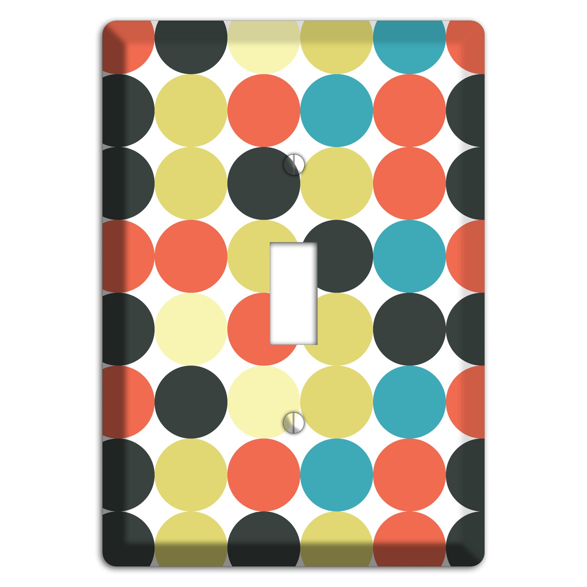 Coral Black Yellow Olive Blue Aqua Tiled Dots Cover Plates