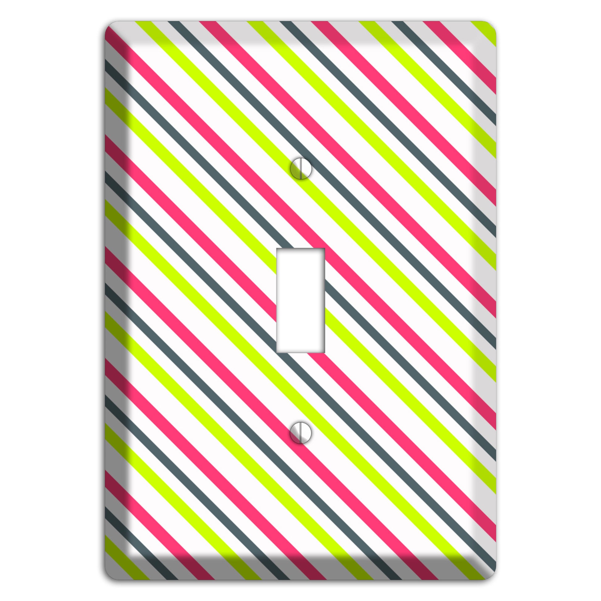 Fuschia and Lime Angled Stripe Cover Plates