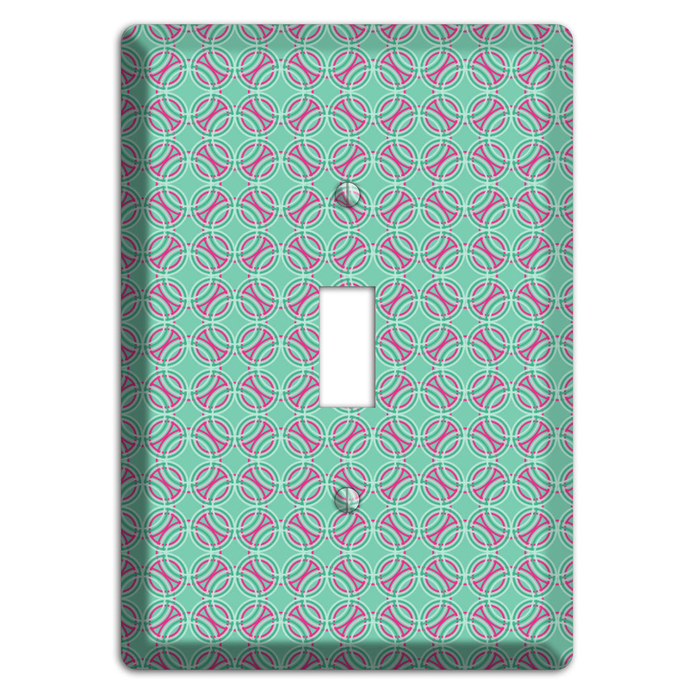 Multi Aqua with Fuschia Concentric Circles Overlay Cover Plates