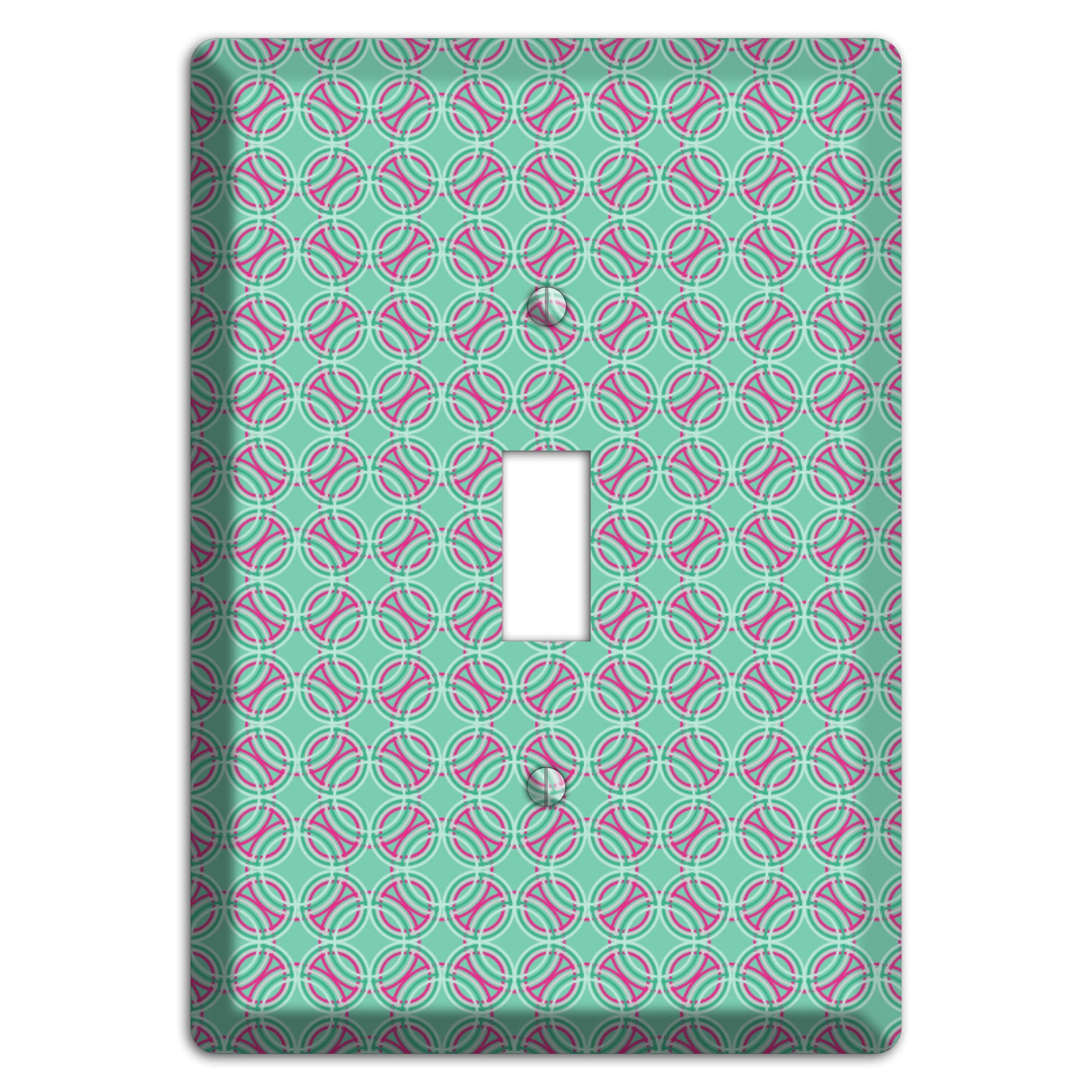 Multi Aqua with Fuschia Concentric Circles Overlay Cover Plates
