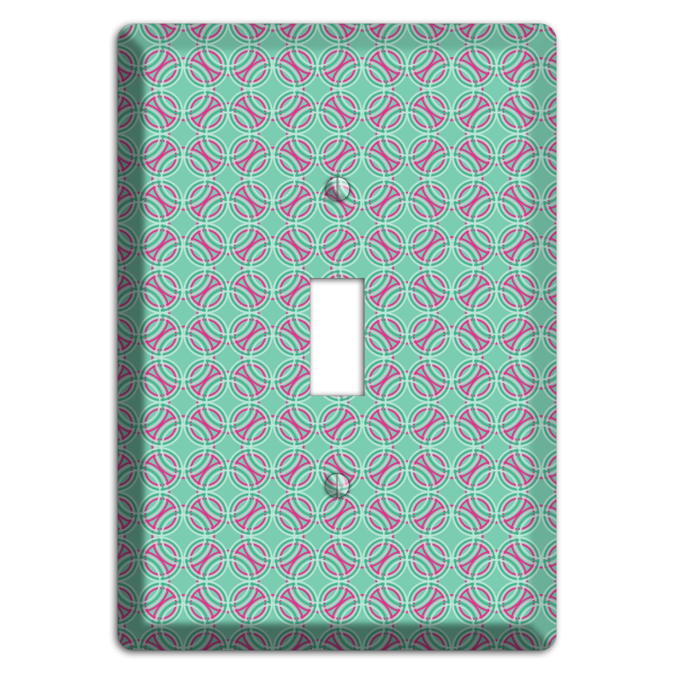 Multi Aqua with Fuschia Concentric Circles Overlay Cover Plates