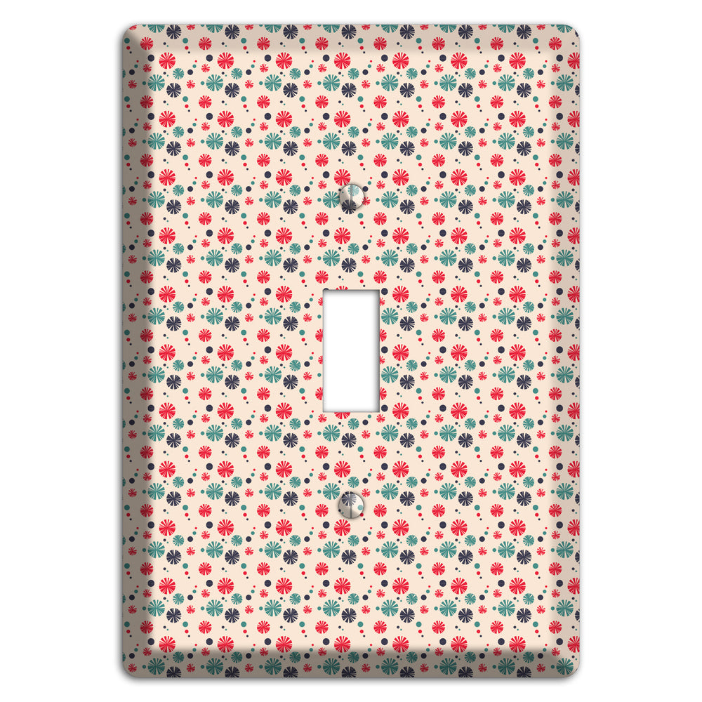 Off White with Red Green Blue Retro Bursts Cover Plates