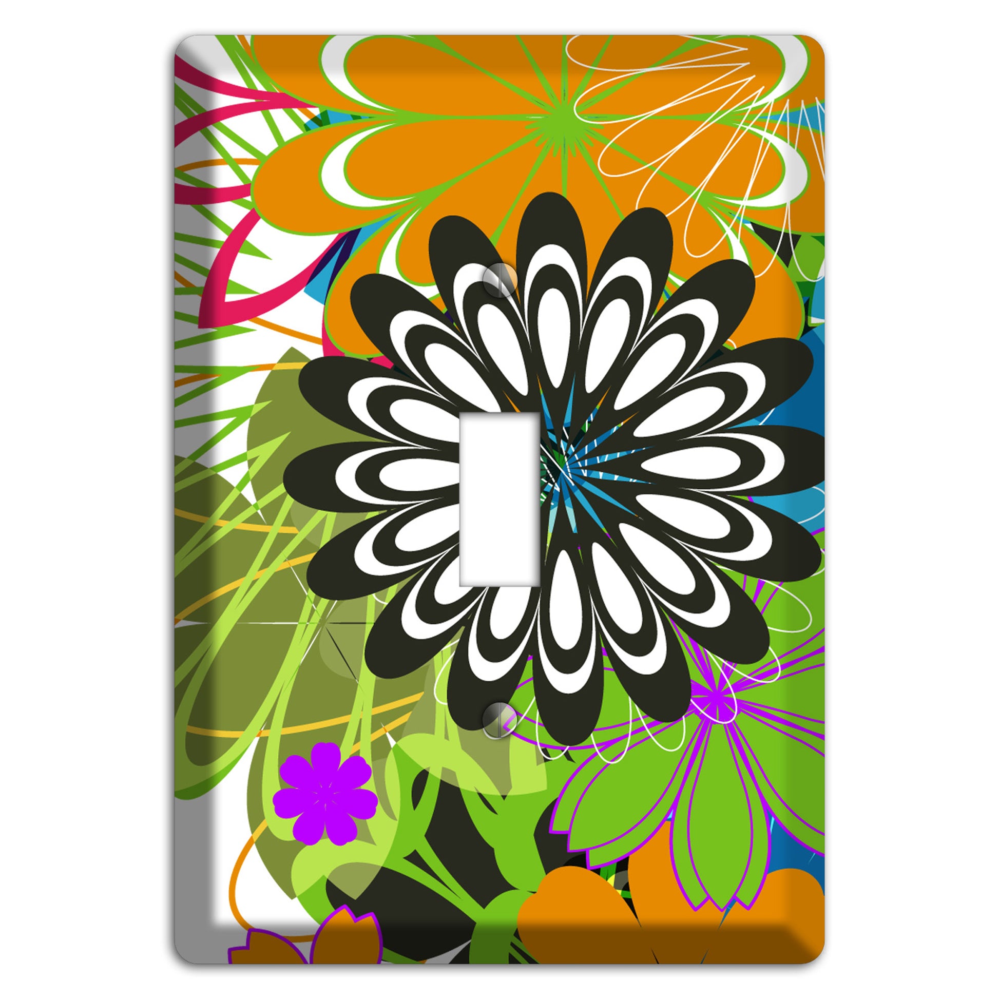 Multi Retro Flowers Cover Plates