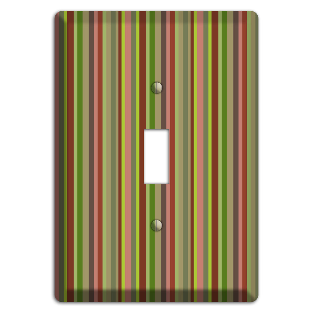 Multi Olive Burgundy Vertical Stripes Cover Plates