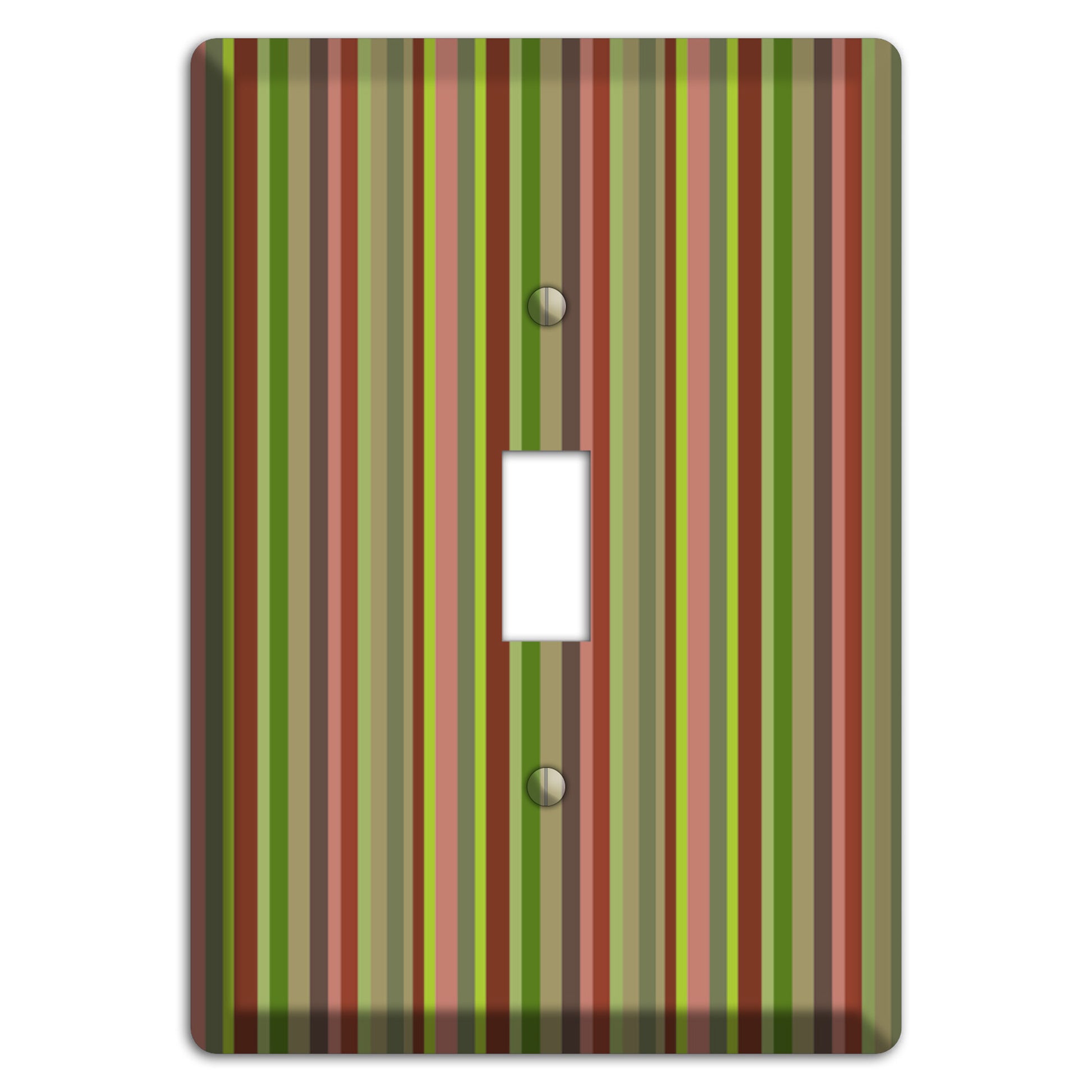 Multi Olive Burgundy Vertical Stripes Cover Plates