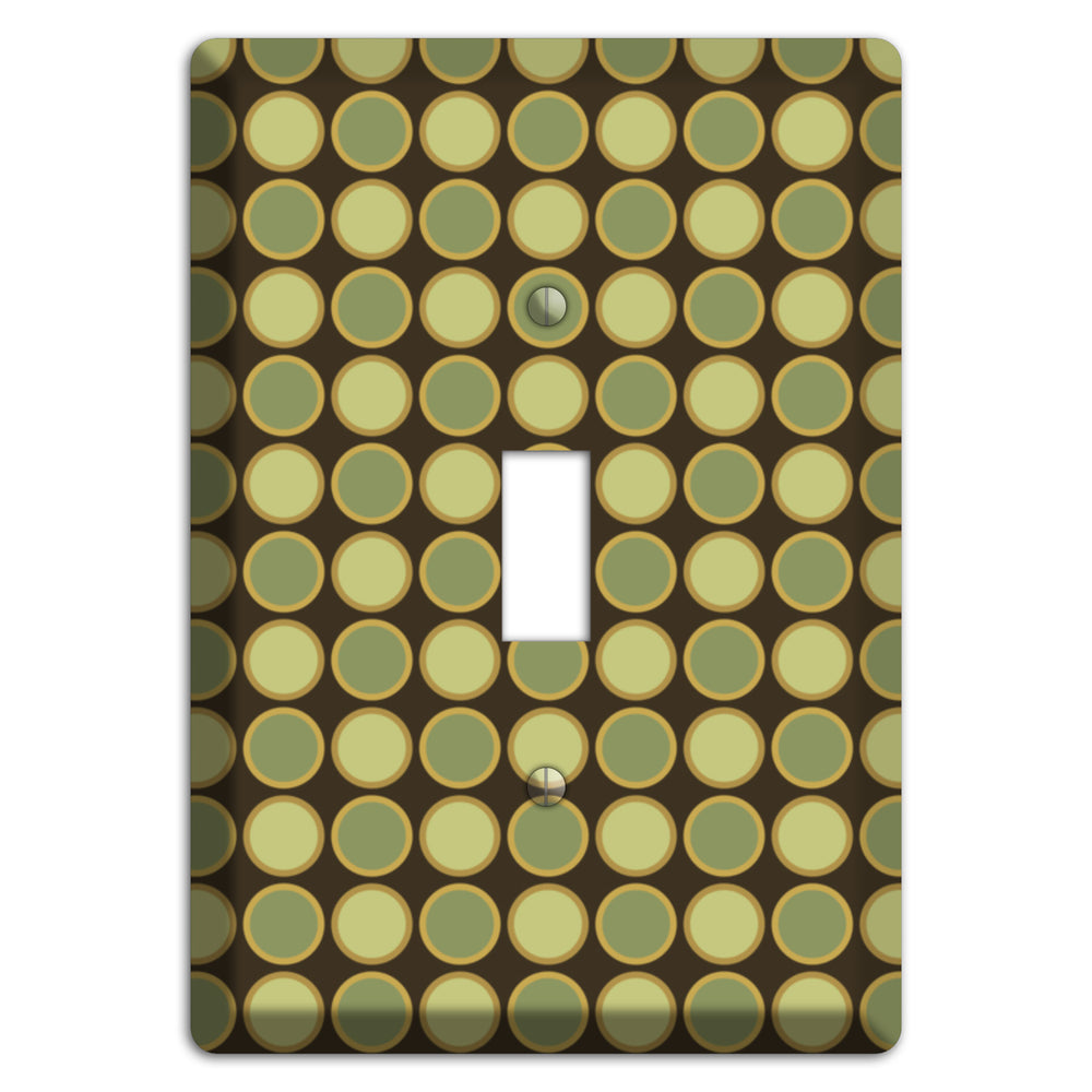 Dark Grey with Multi Olive Tiled Dots Cover Plates