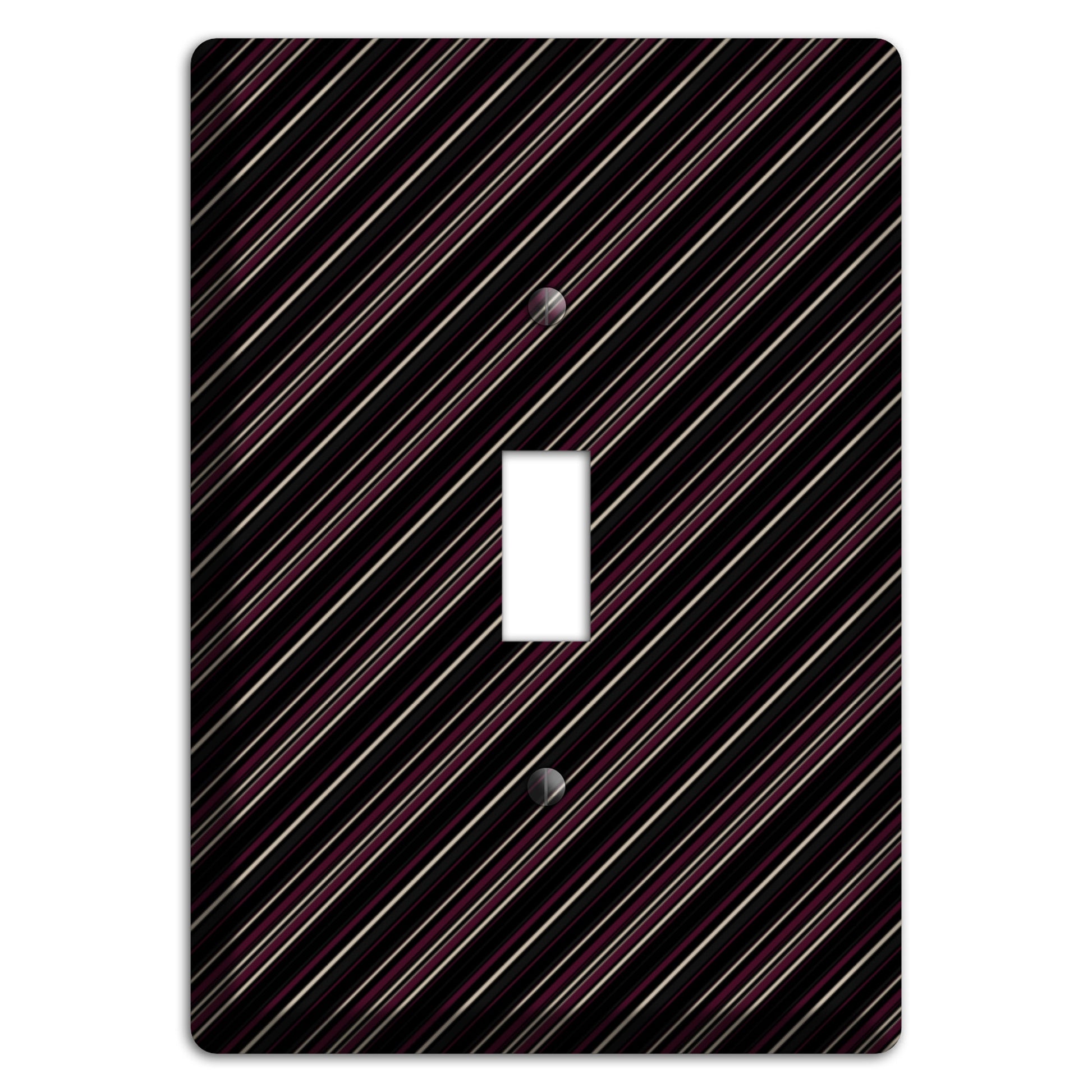 Black with White and Burgundy Angled Pinstripe Cover Plates