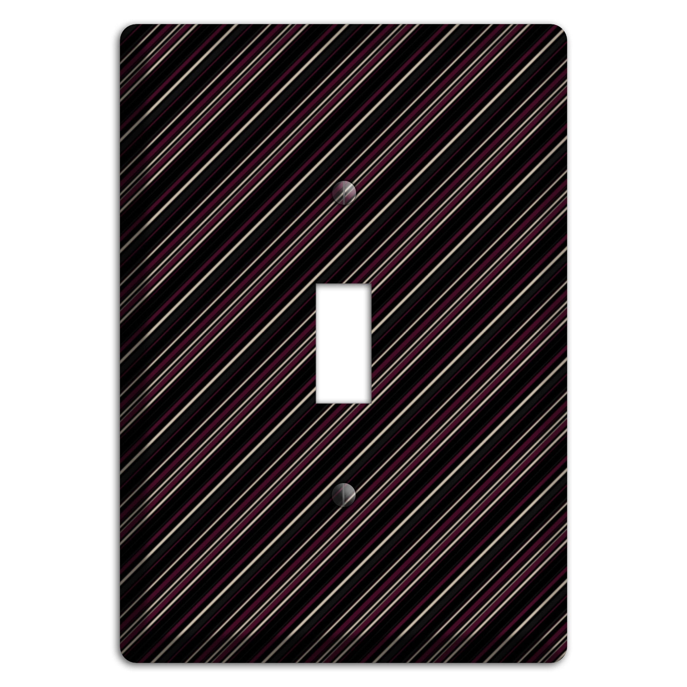 Black with White and Burgundy Angled Pinstripe Cover Plates