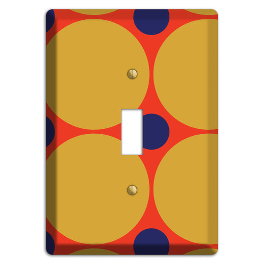 Red with Mustard and Blue Multi Tiled Large Dots Cover Plates