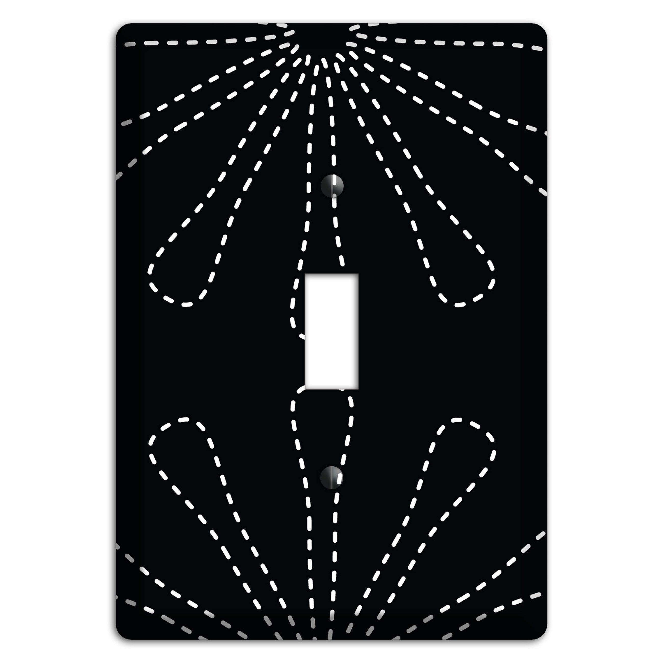 Black with White Retro Stipple Floral Contour Cover Plates