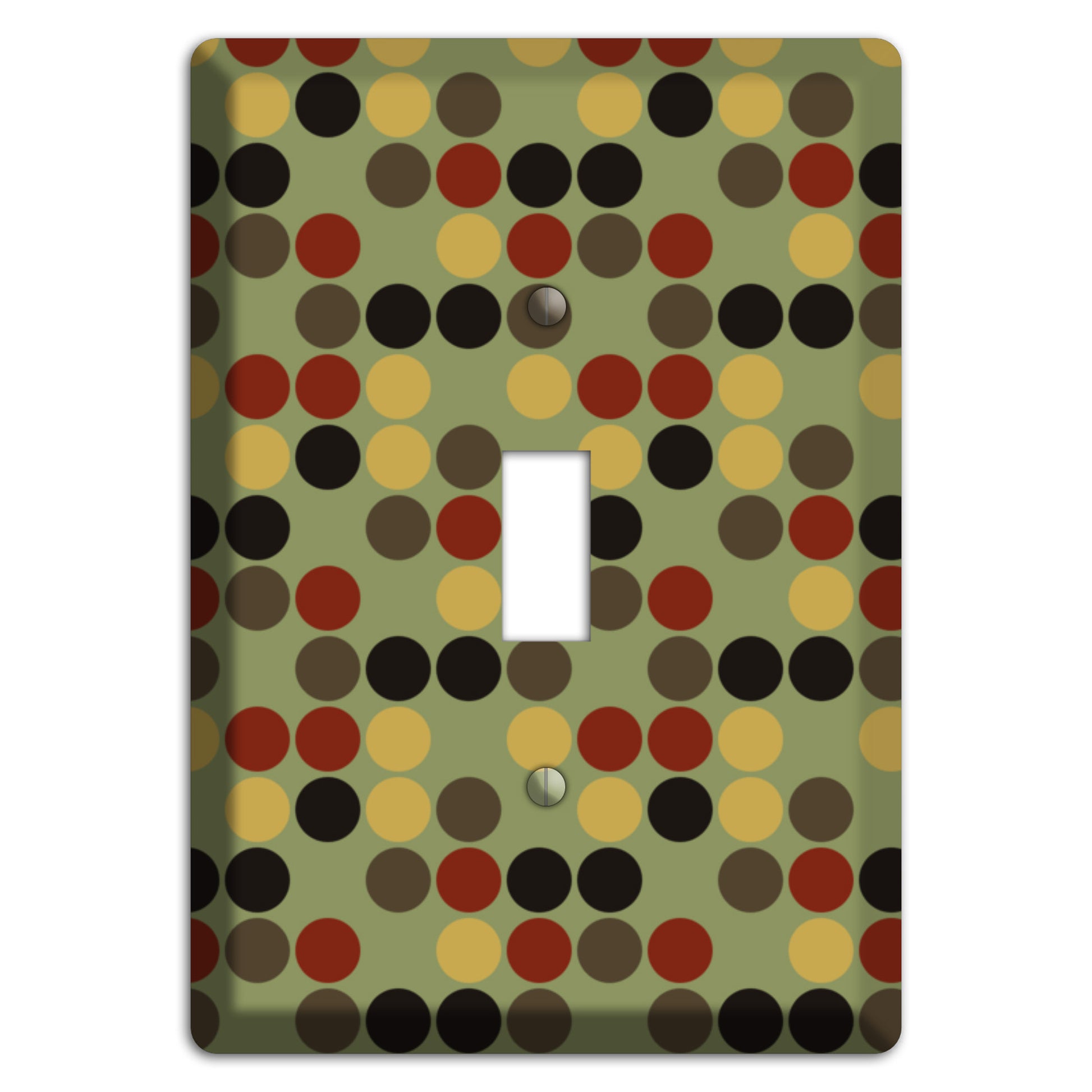 Olive with Red Brown Black Offset Dots Cover Plates