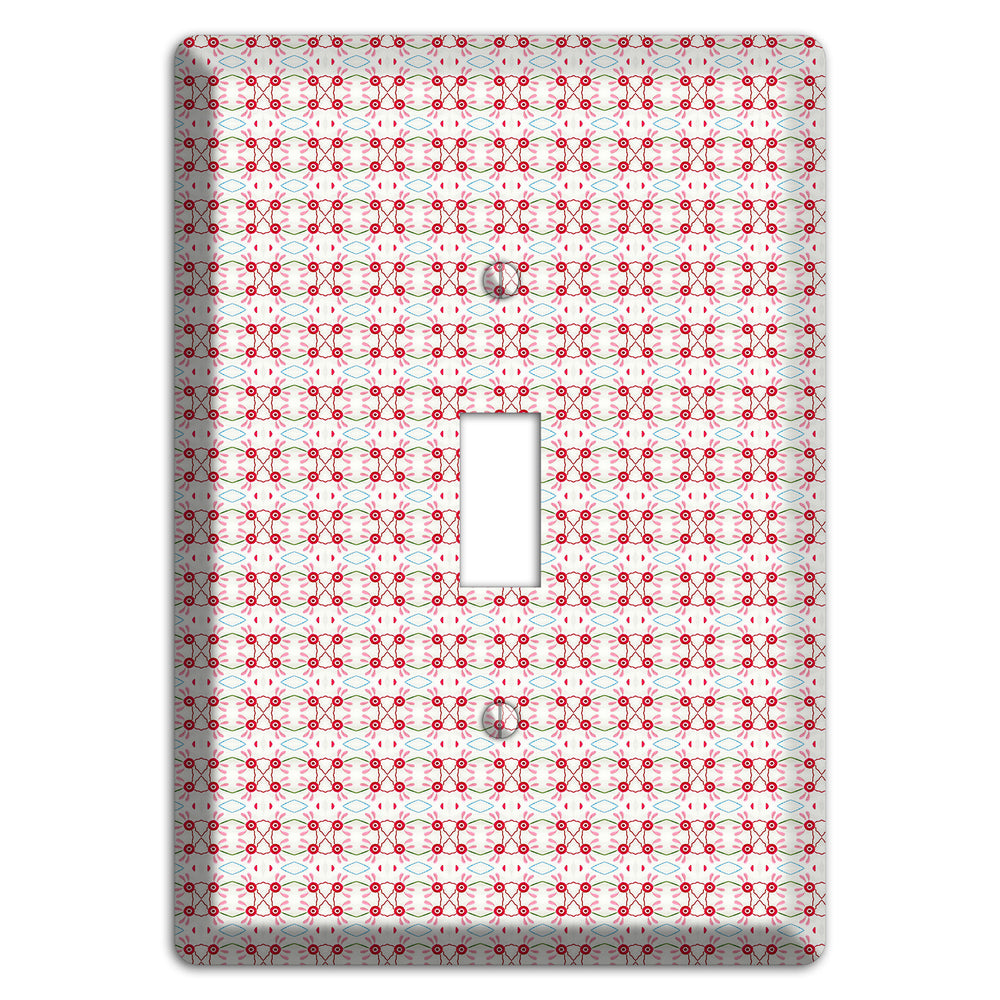 White with Red Ball and Stick Tapestry Cover Plates