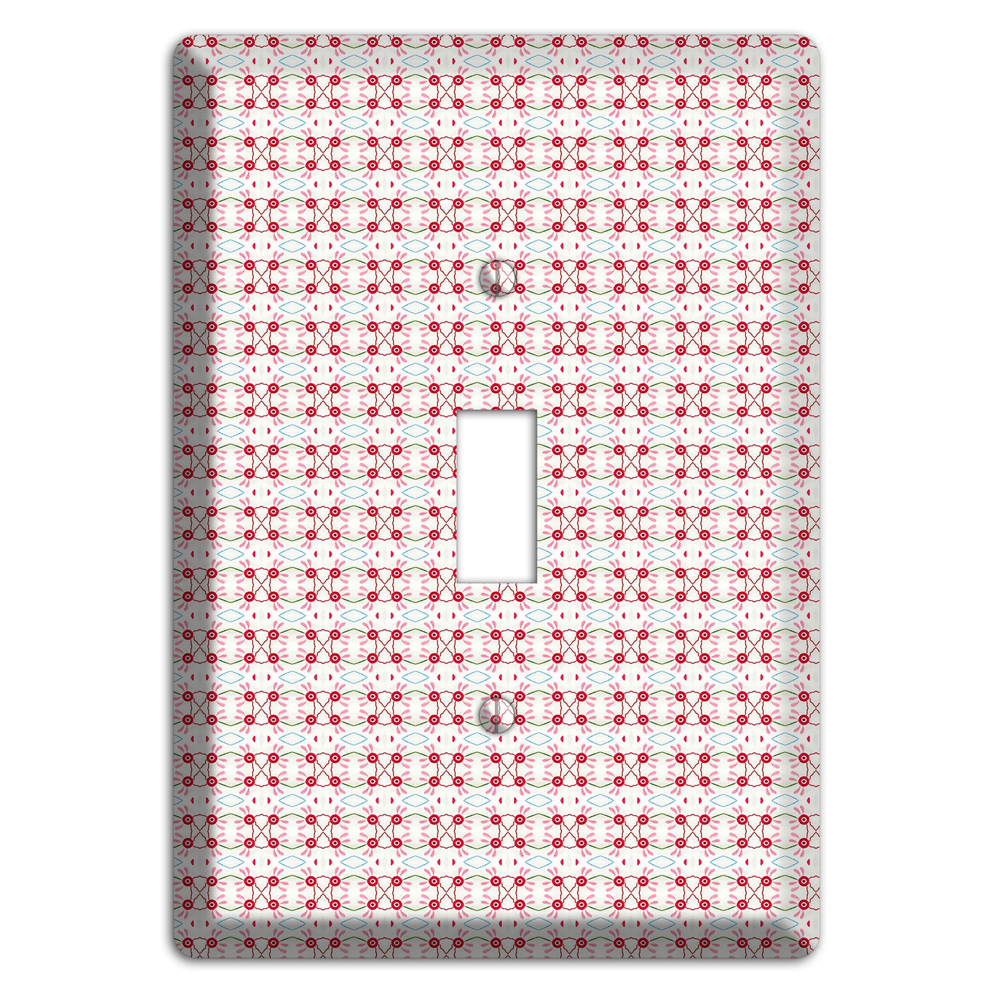White with Red Ball and Stick Tapestry Cover Plates
