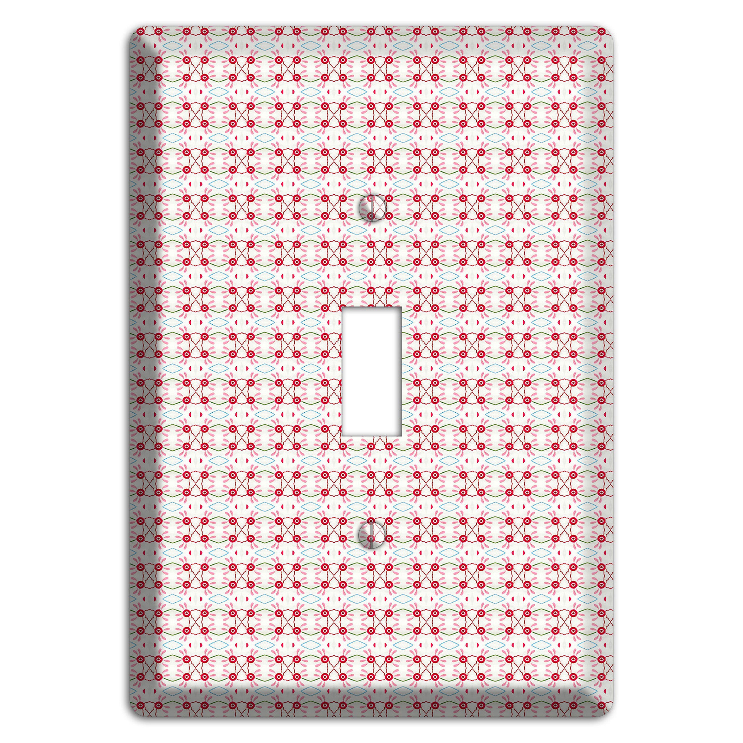 White with Red Ball and Stick Tapestry Cover Plates
