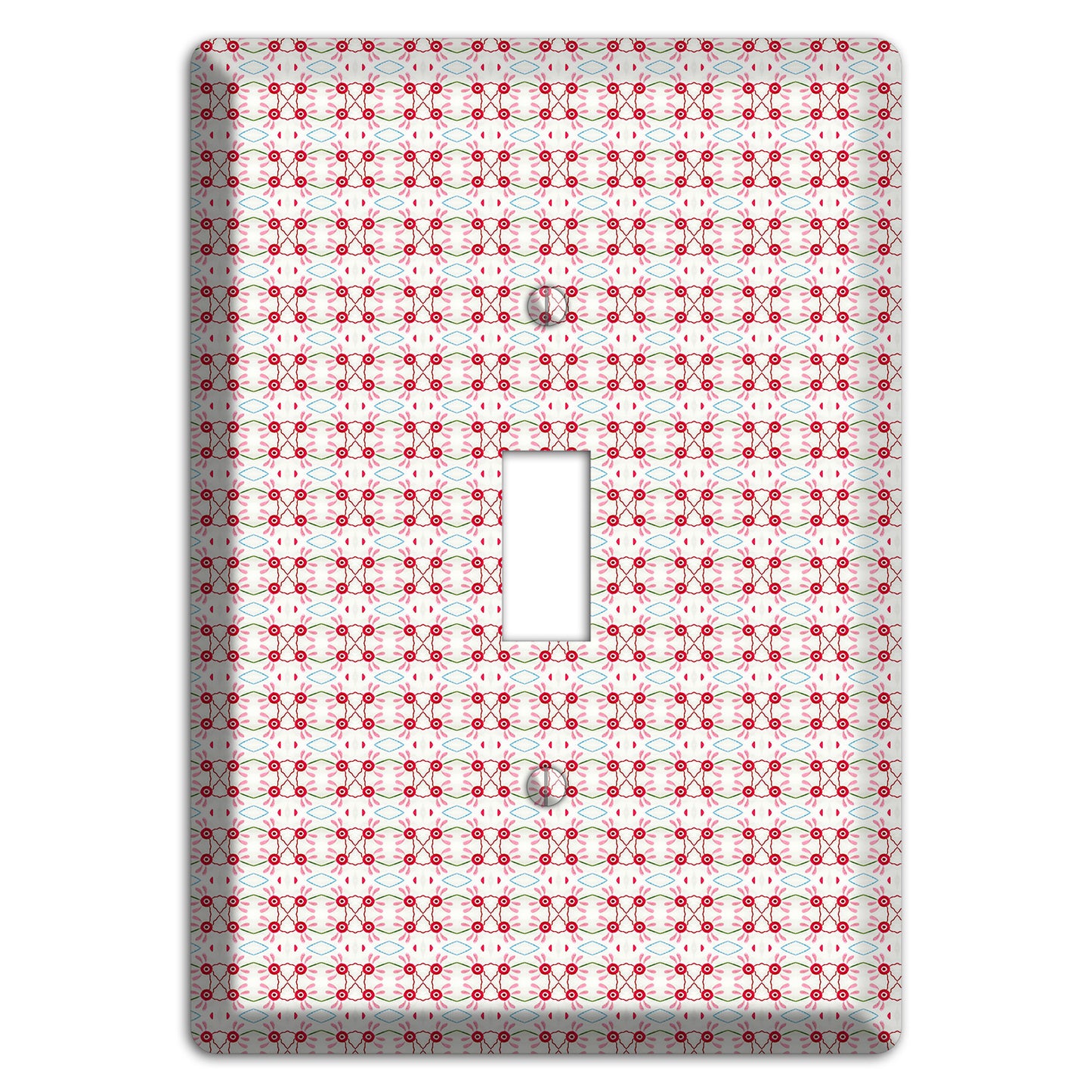 White with Red Ball and Stick Tapestry Cover Plates