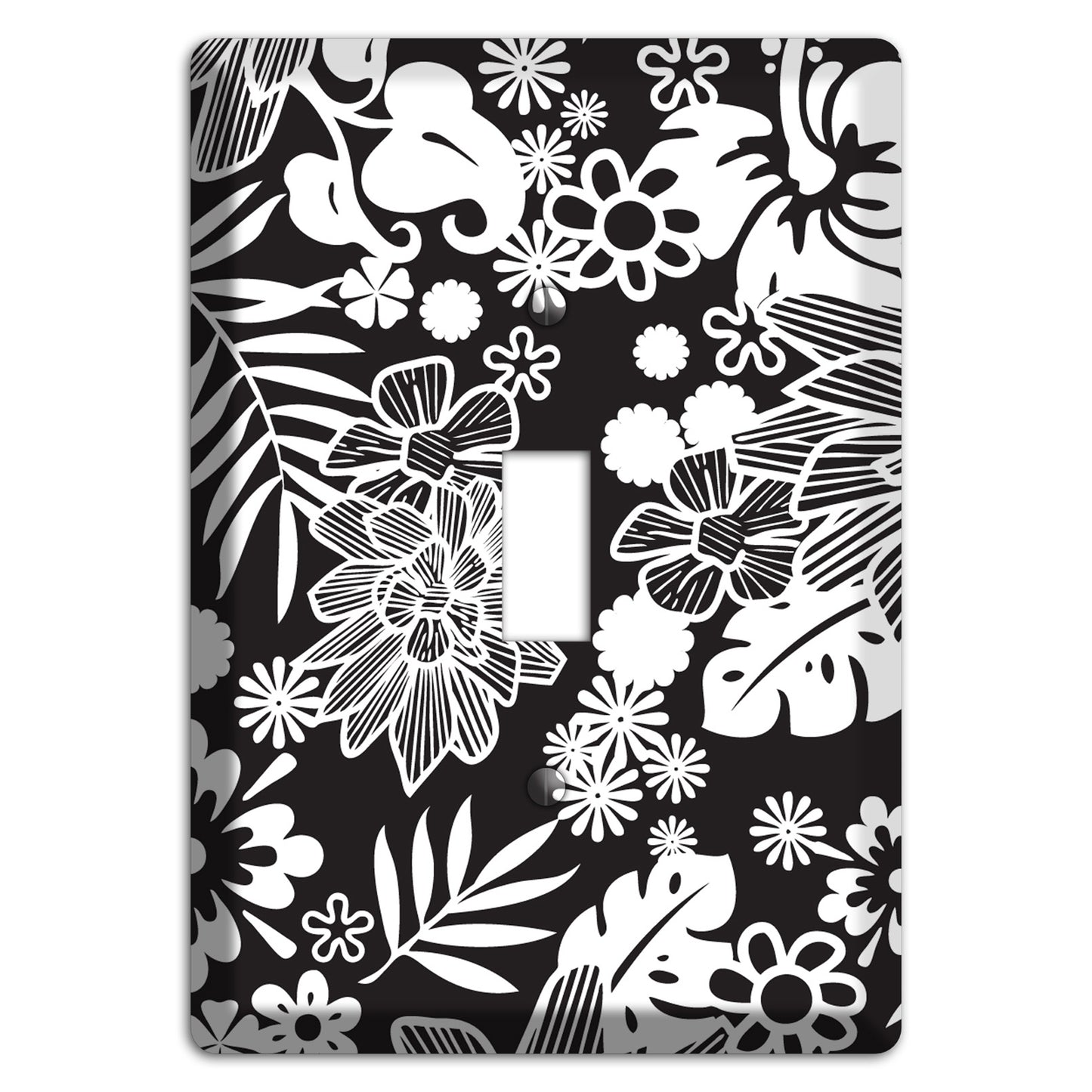 Black with White Tropical Cover Plates