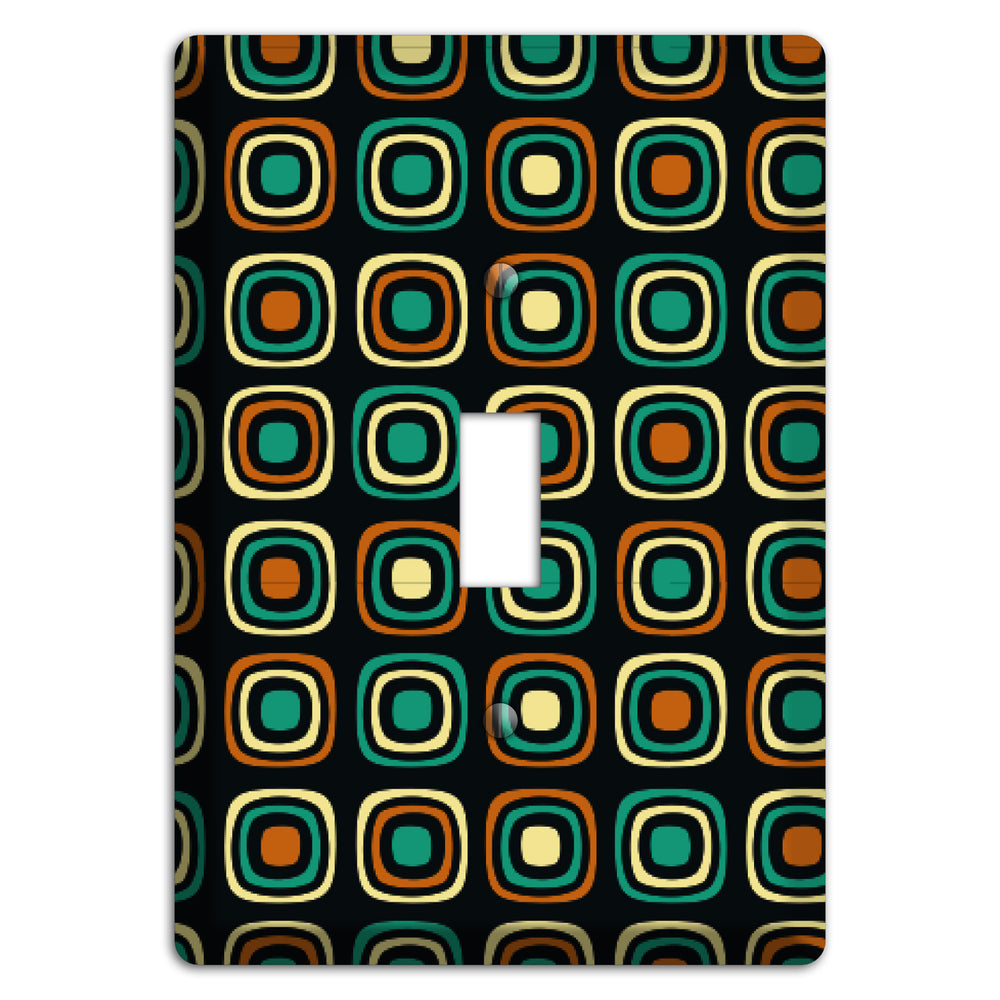 Multi Brown Umber Teal Retro Squares Cover Plates