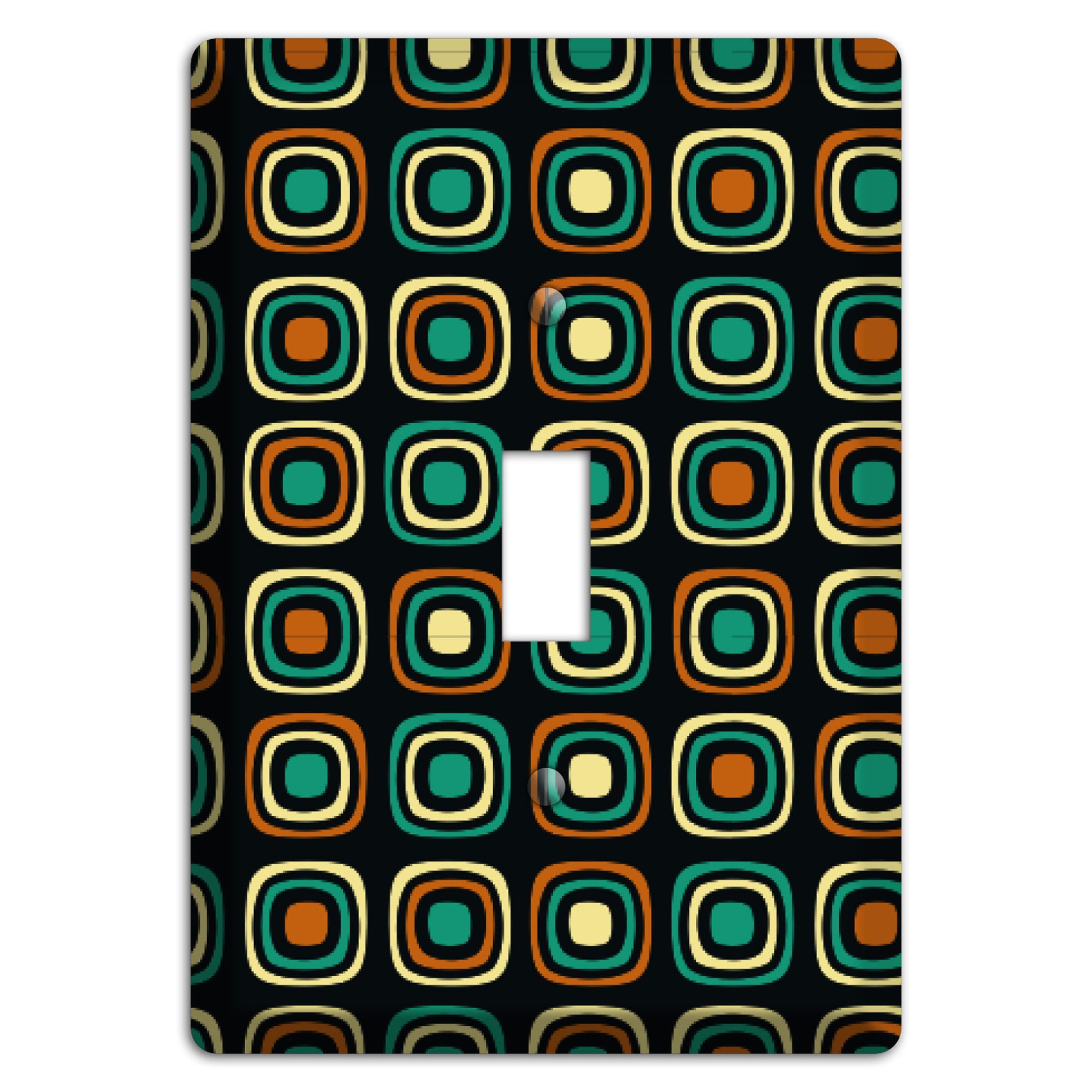 Multi Brown Umber Teal Retro Squares Cover Plates