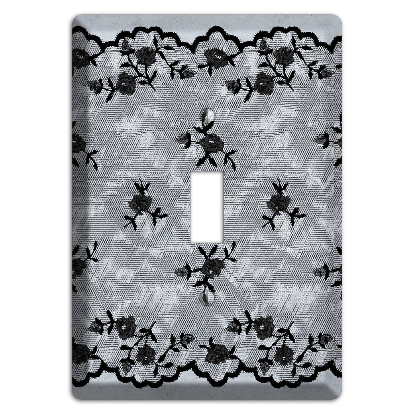 Embroidered Floral Gray Cover Plates