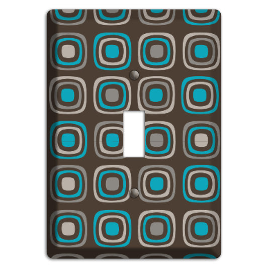 Multi Brown and Turquoise Retro Squares Cover Plates