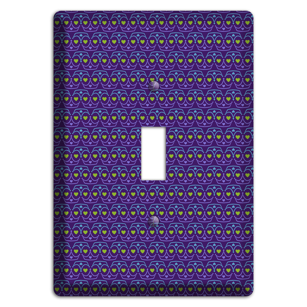 Purple Blue and Green Geometric Hearts Cover Plates