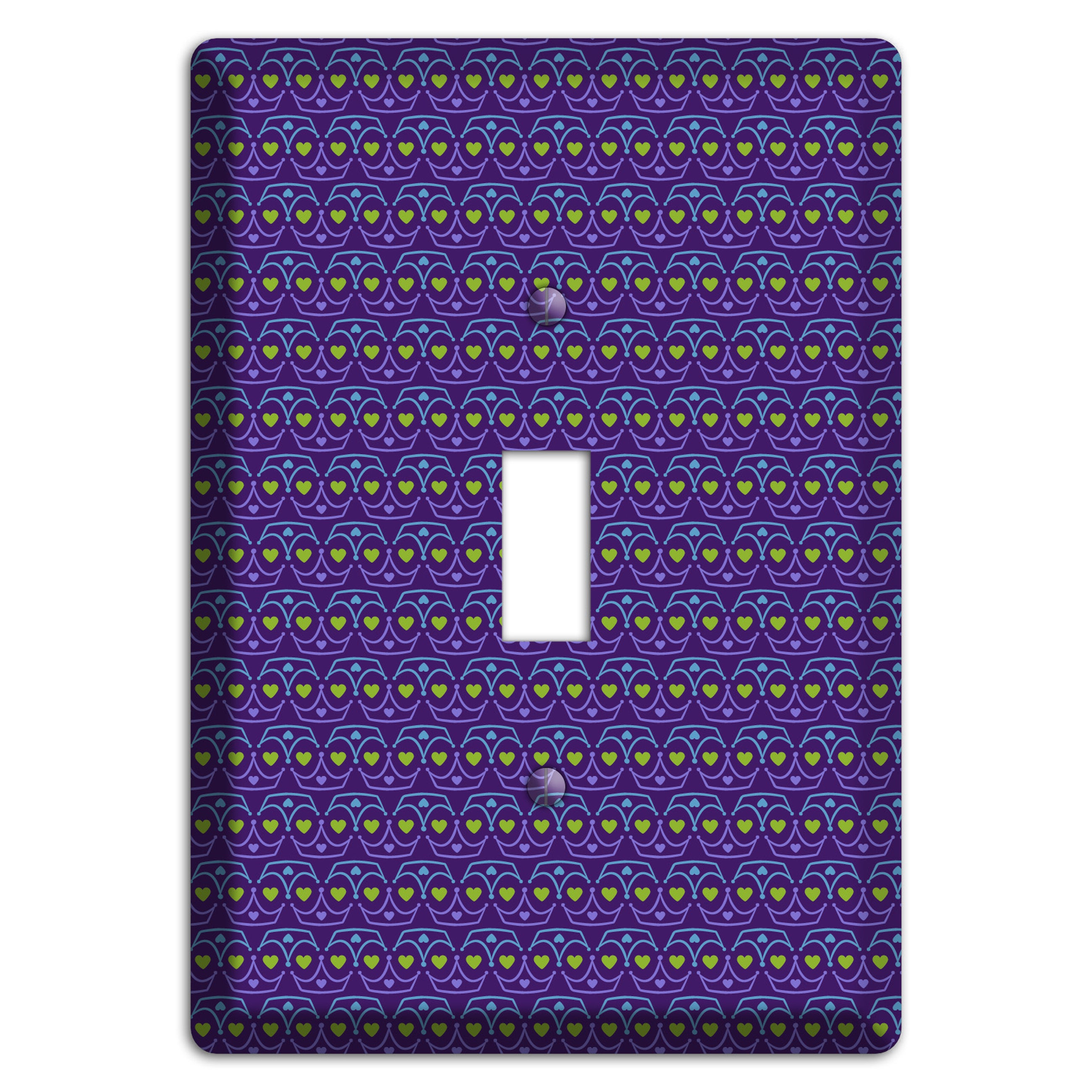 Purple Blue and Green Geometric Hearts Cover Plates