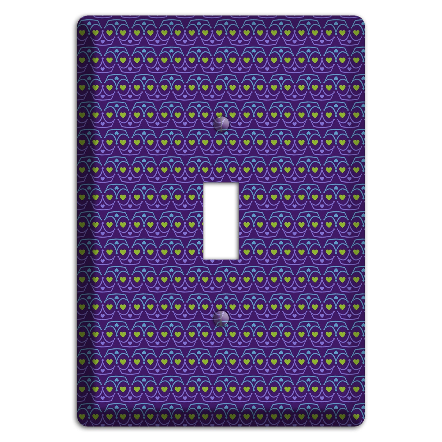 Purple Blue and Green Geometric Hearts Cover Plates