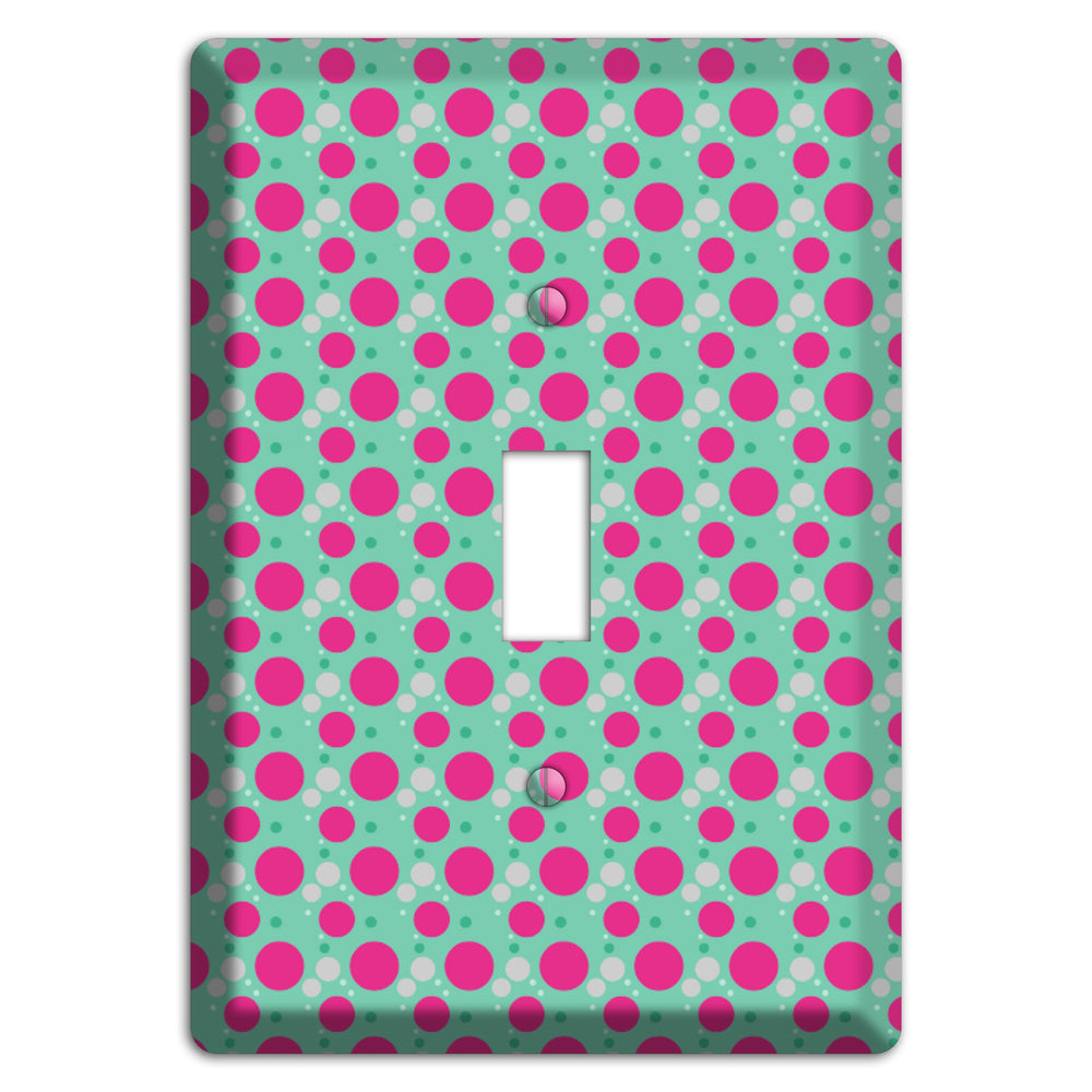 Aqua with Fuscia and Grey Small Dots Cover Plates