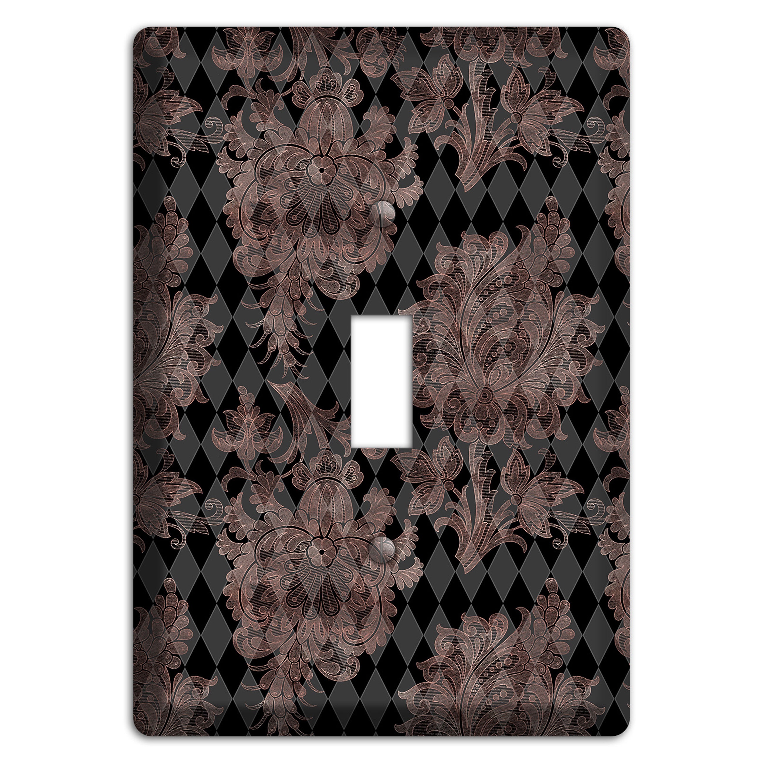 Black and Rose Ornate Diamond Cover Plates
