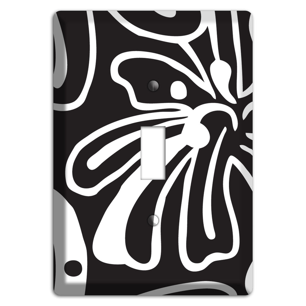 Black with White Flower Cover Plates