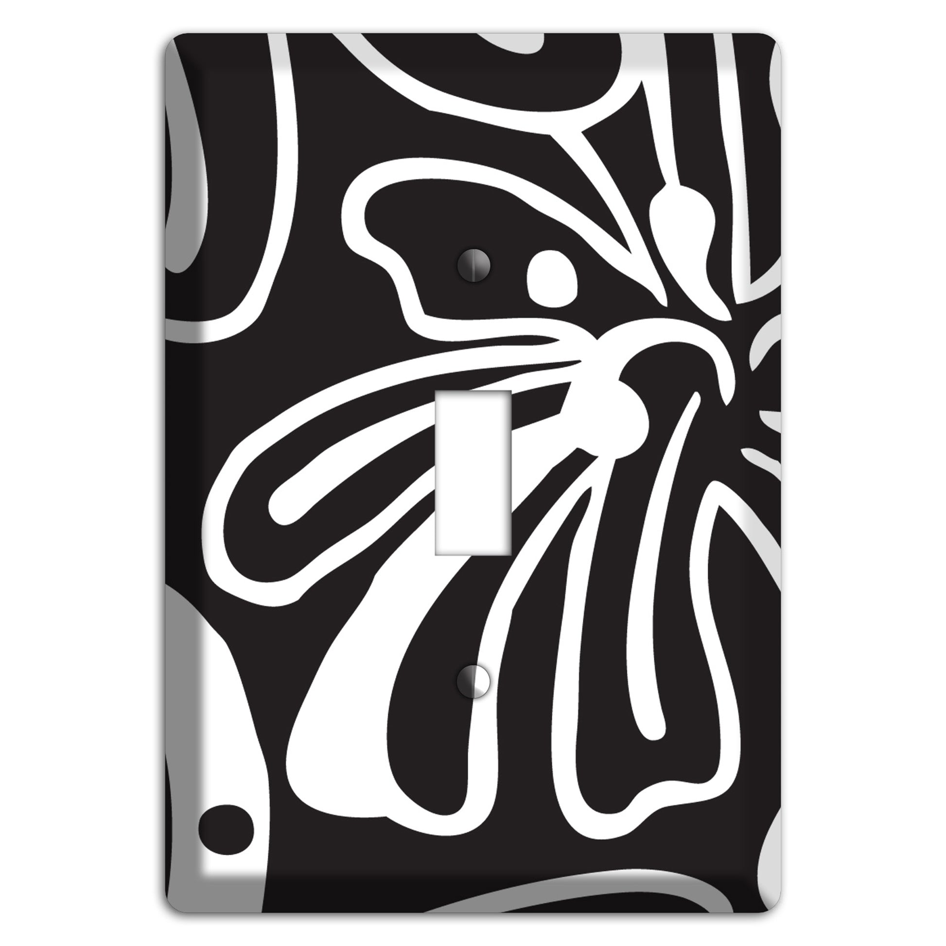 Black with White Flower Cover Plates