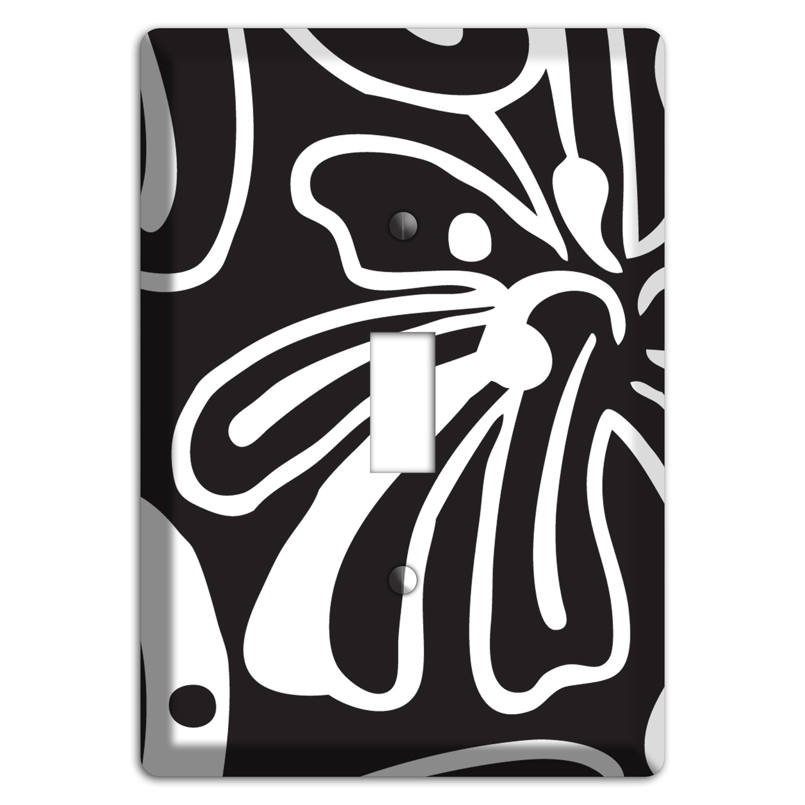 Black with White Flower Cover Plates