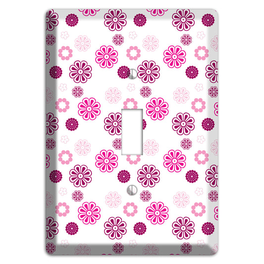 Maroon and Pink Retro Floral Cover Plates