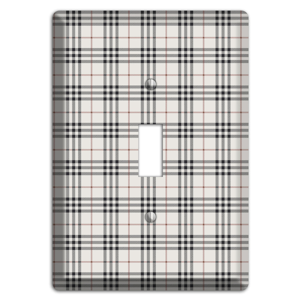 White and Black Plaid Cover Plates