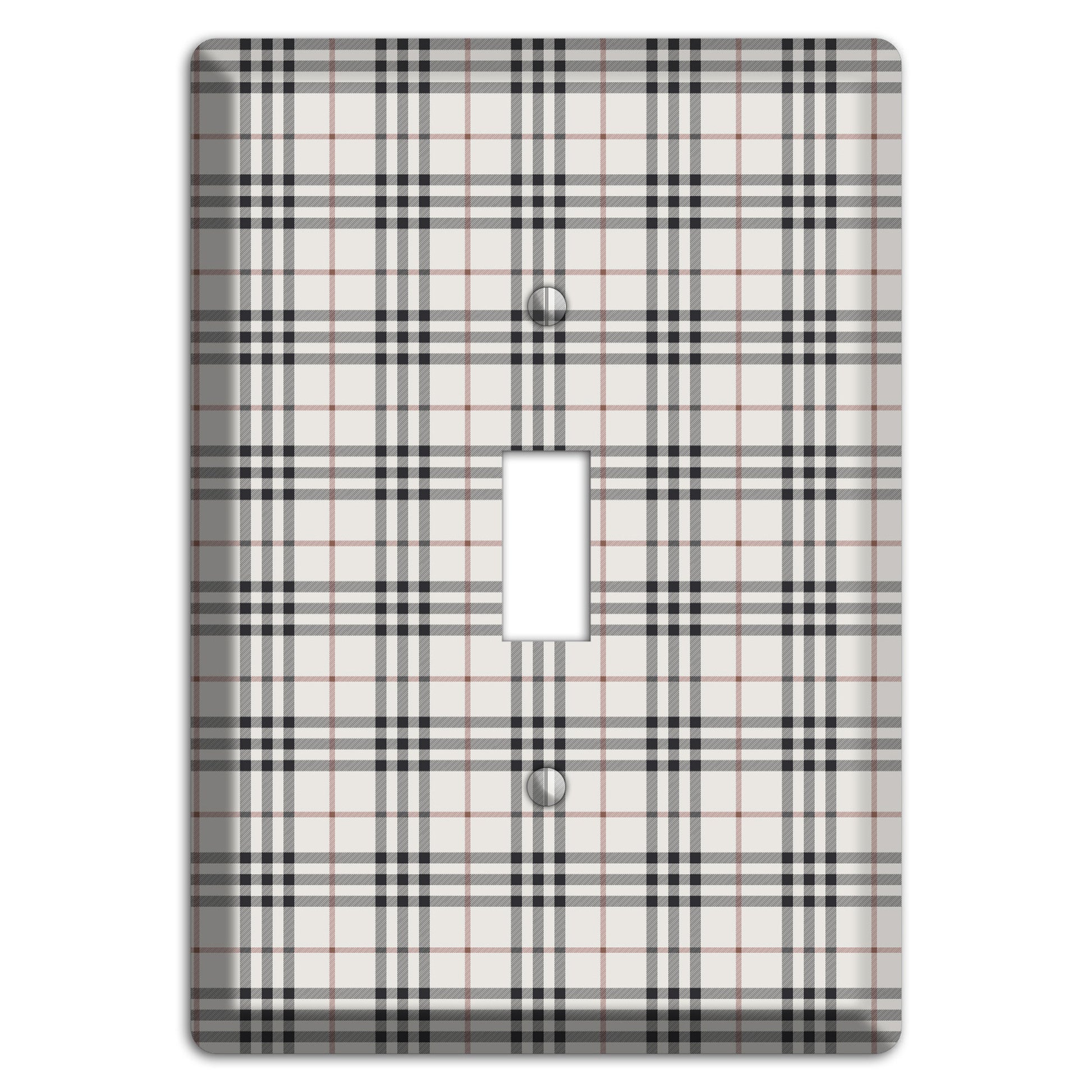 White and Black Plaid Cover Plates