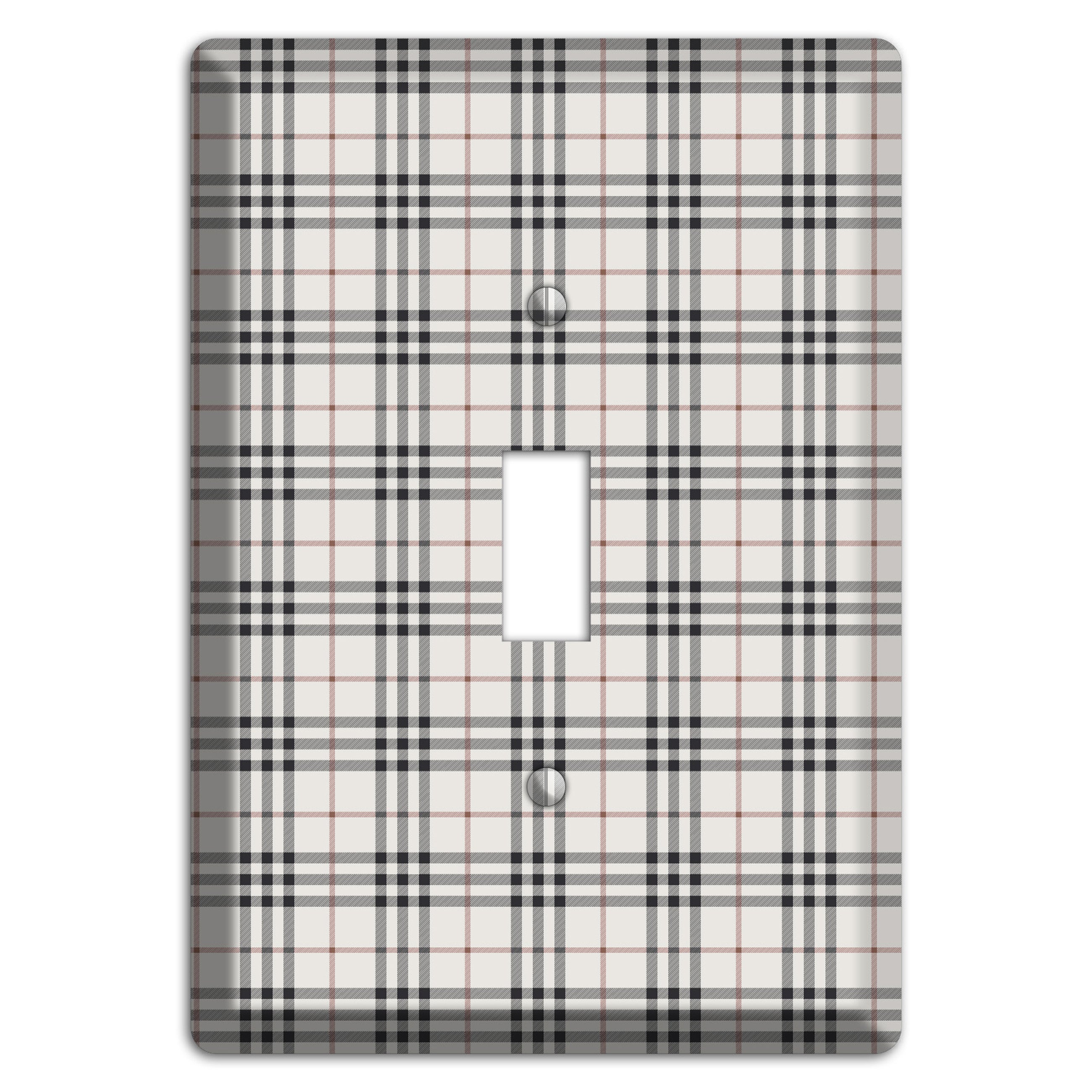 White and Black Plaid Cover Plates