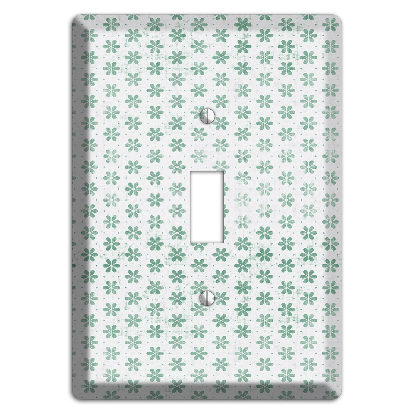 White with Green Grunge Floral Contour Cover Plates