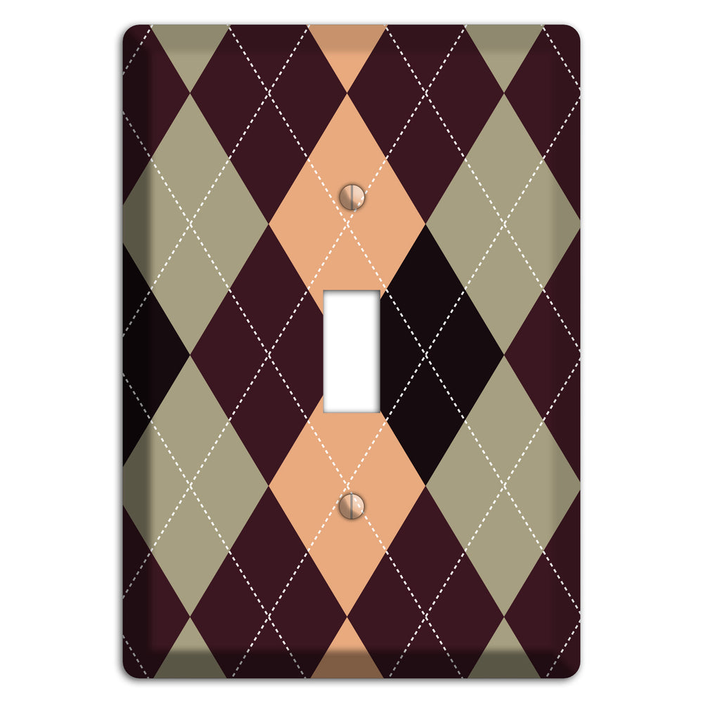 Beige and Brown Argyle Cover Plates