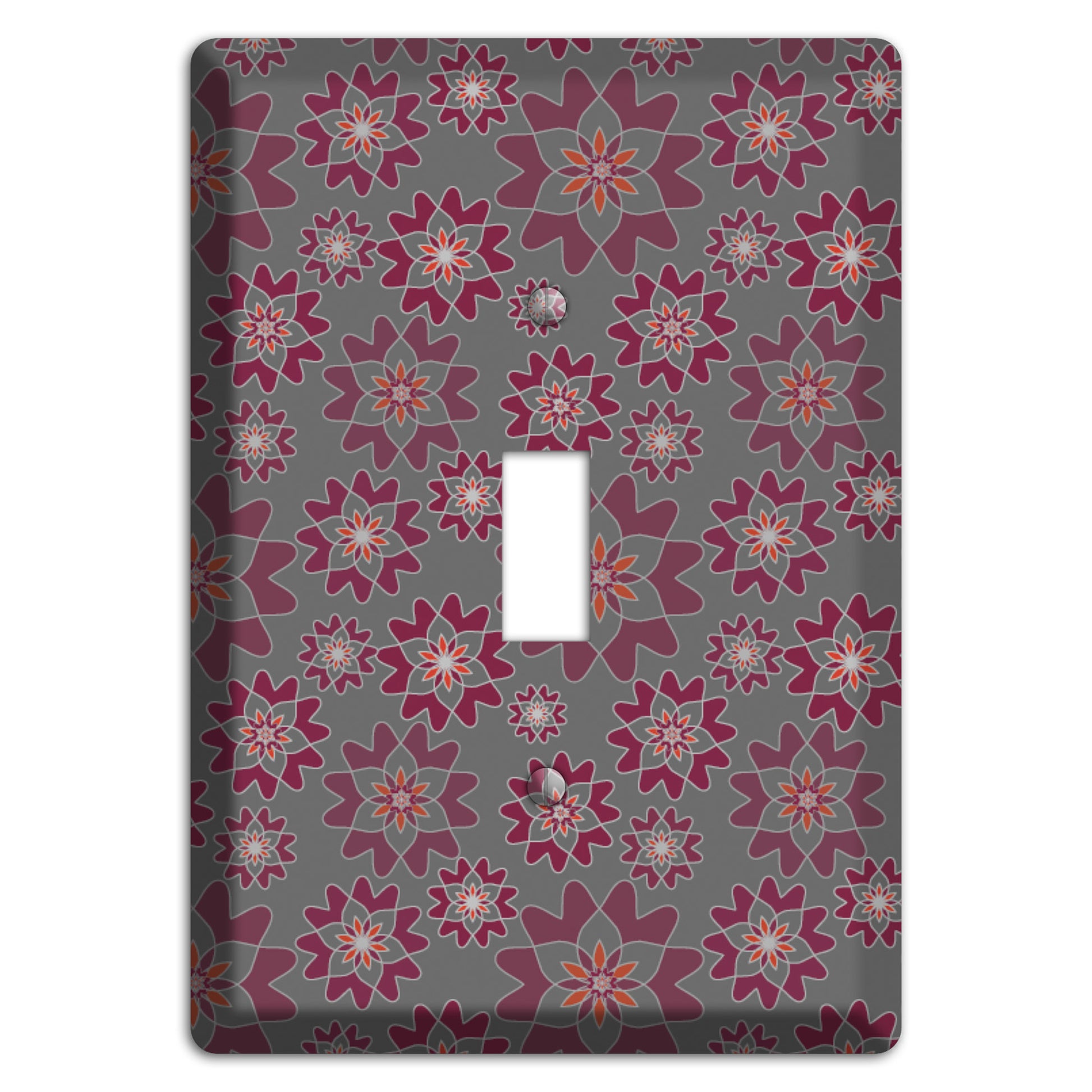 Grey with Burgundy Retro Suzani Cover Plates