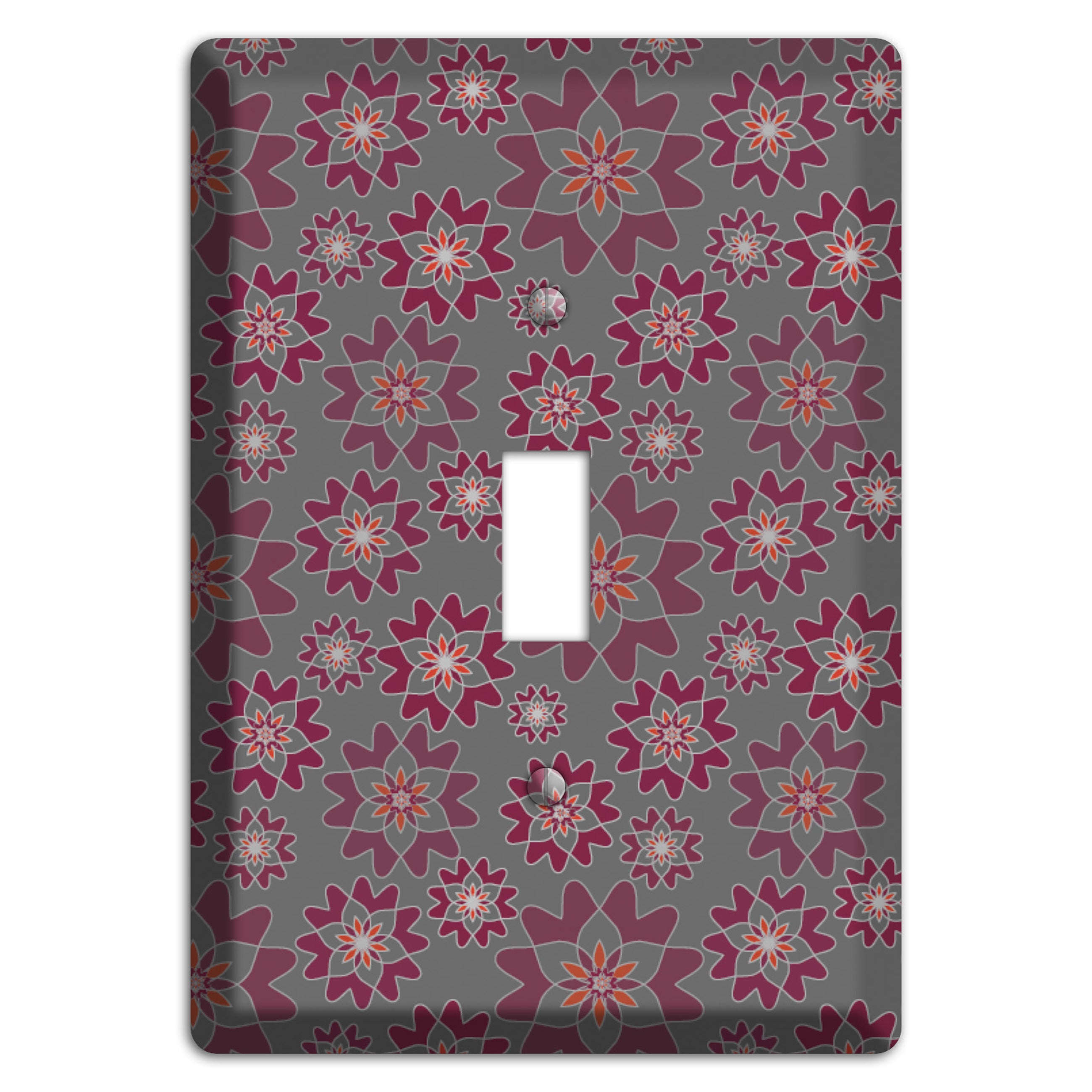 Grey with Burgundy Retro Suzani Cover Plates