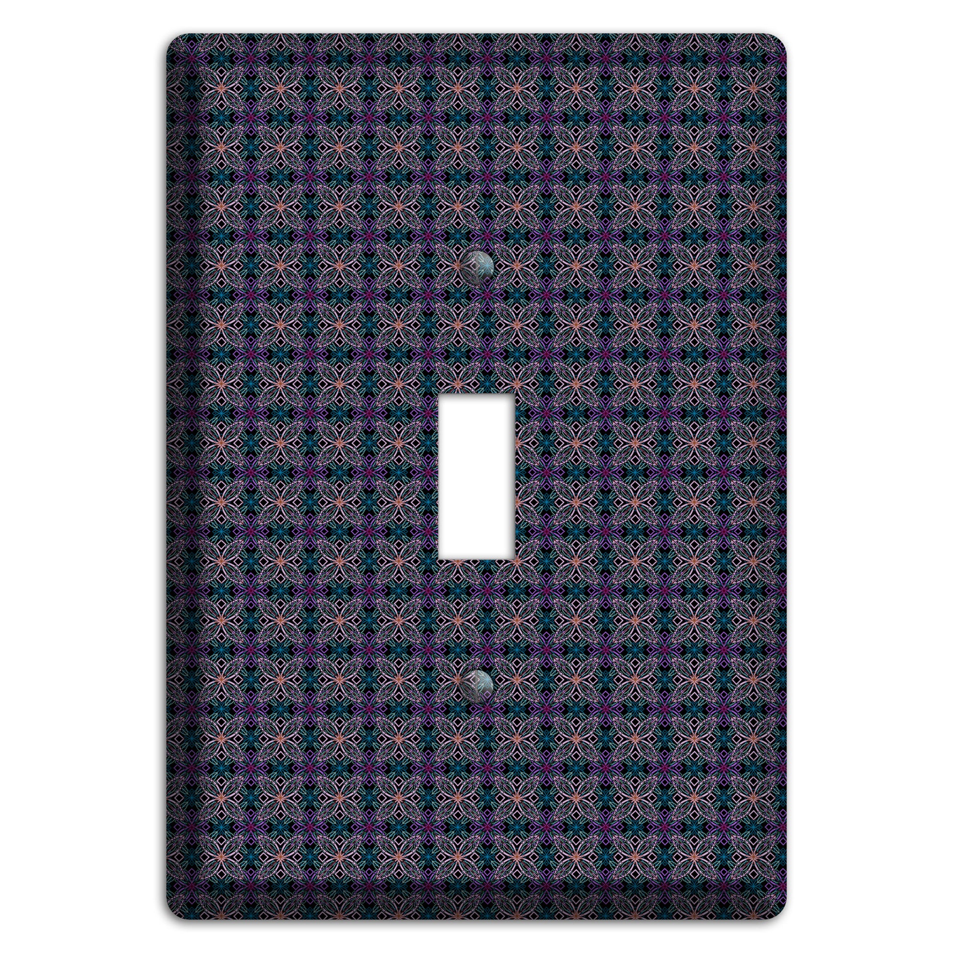 Purple and Green Tiled Floral Foulard Cover Plates