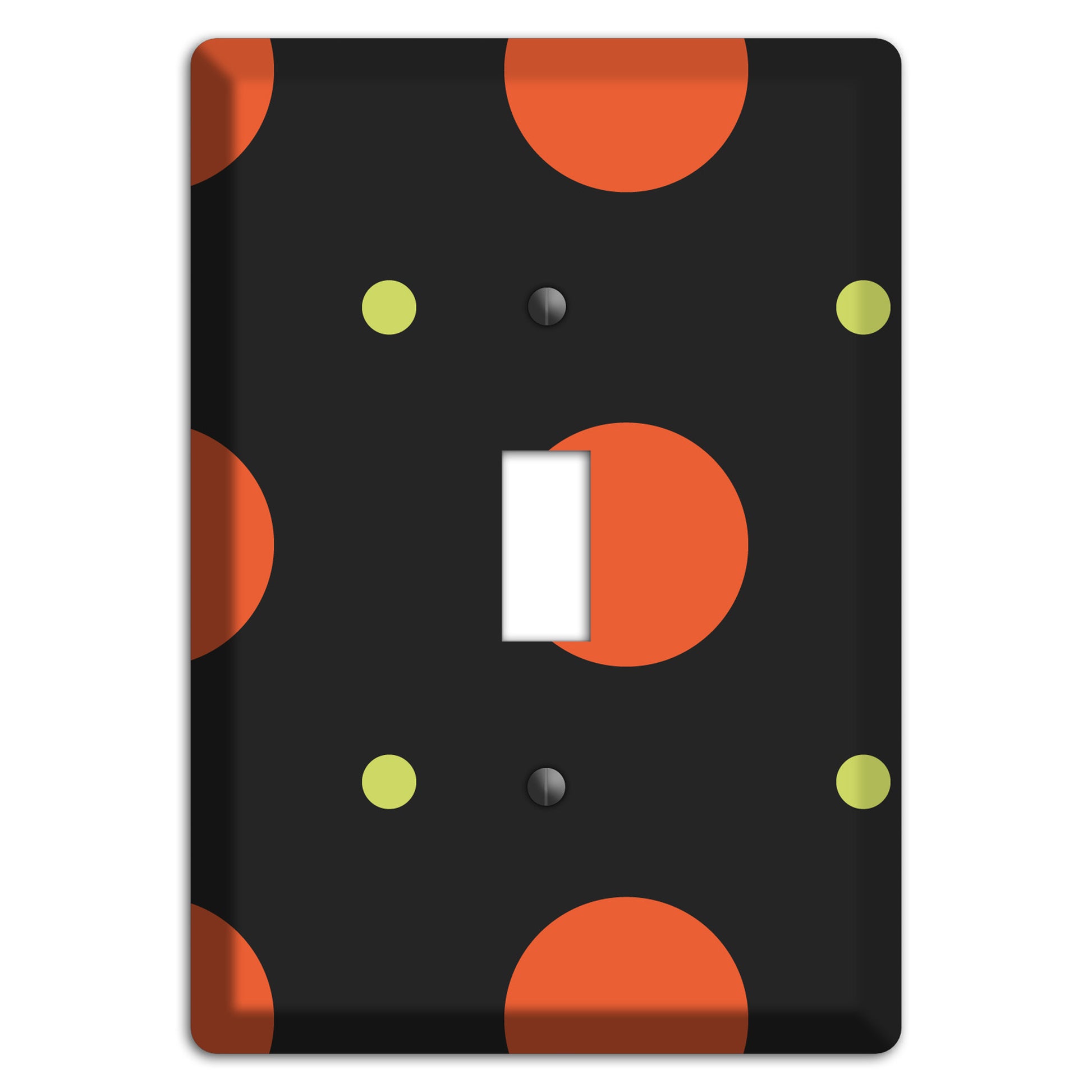 Black wih Orange and Lime Multi Tiled Medium Dots Cover Plates