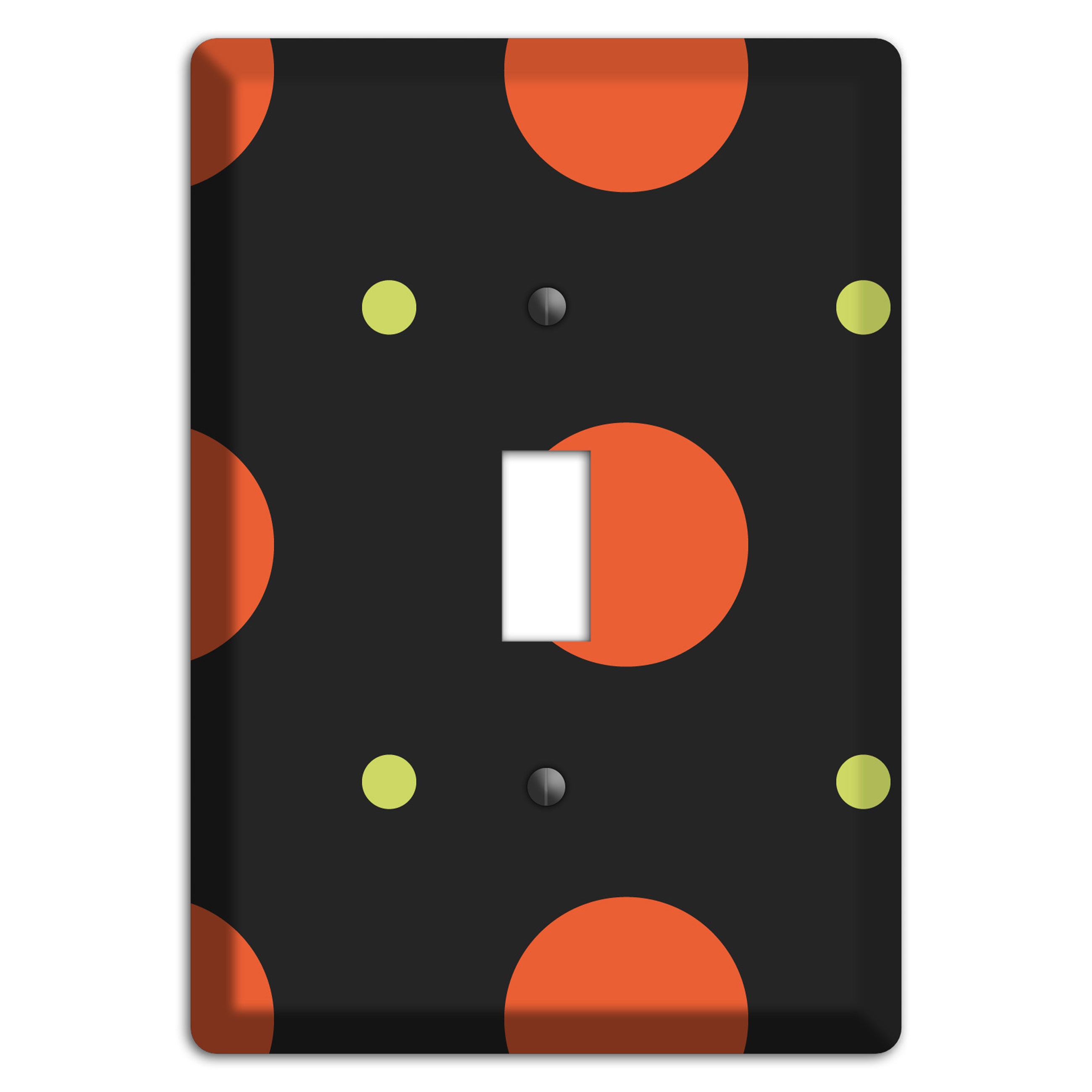 Black wih Orange and Lime Multi Tiled Medium Dots Cover Plates