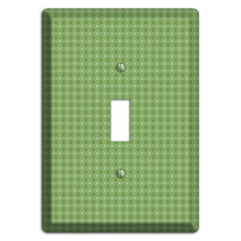 Green Paw Prints Cover Plates