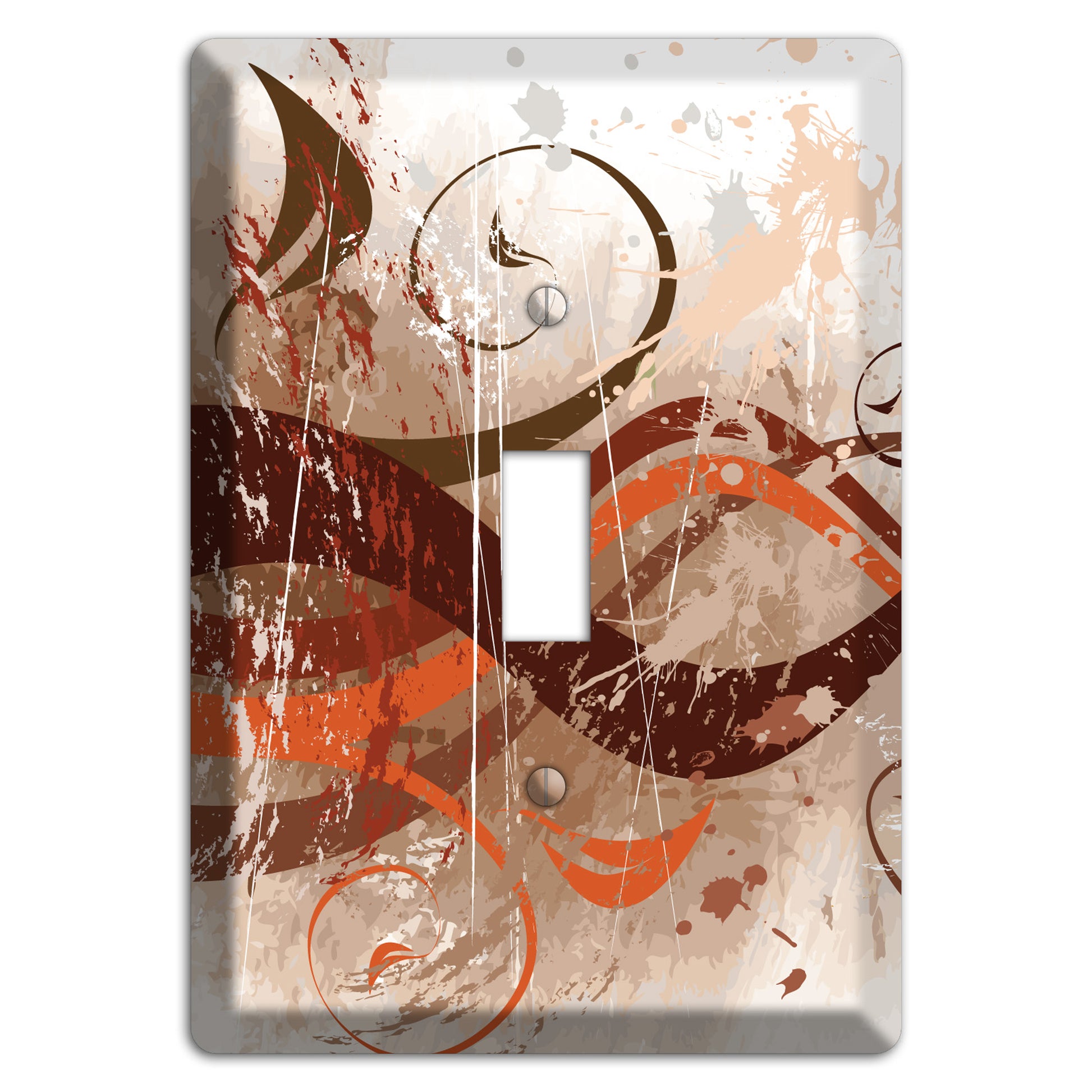Brown Maroon Orange Swirl and Splatter Cover Plates