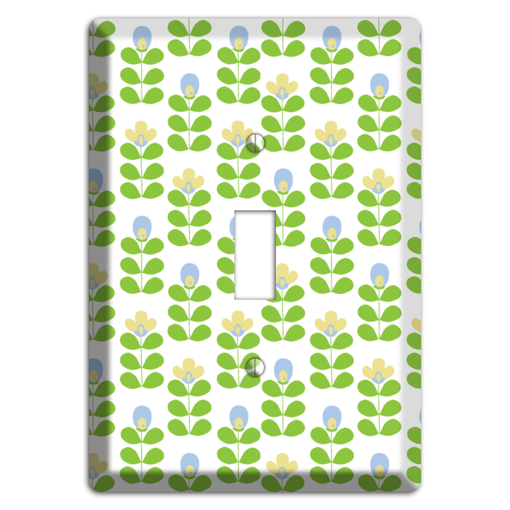Periwinkle and Beige Deco Floral Half Drop Cover Plates