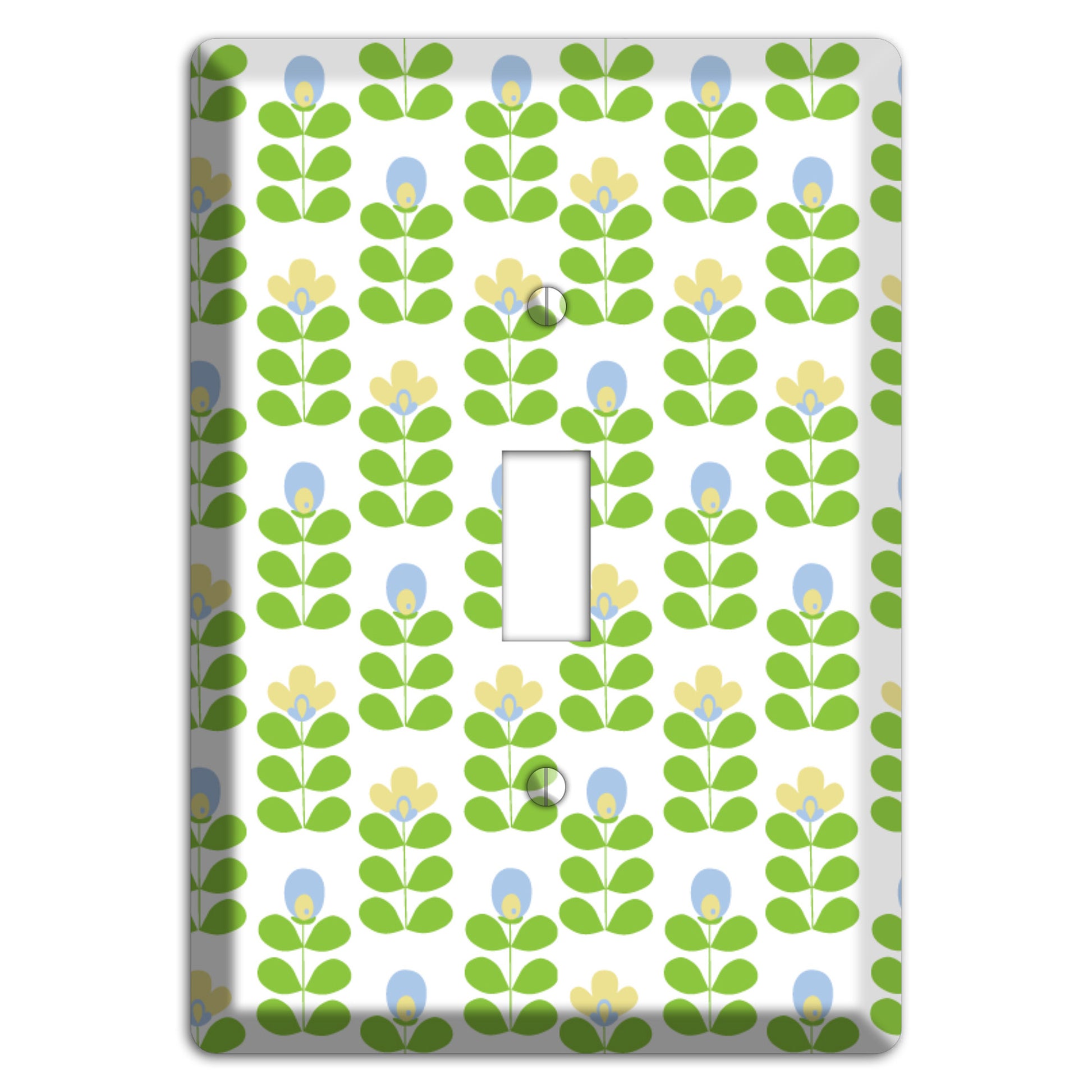 Periwinkle and Beige Deco Floral Half Drop Cover Plates