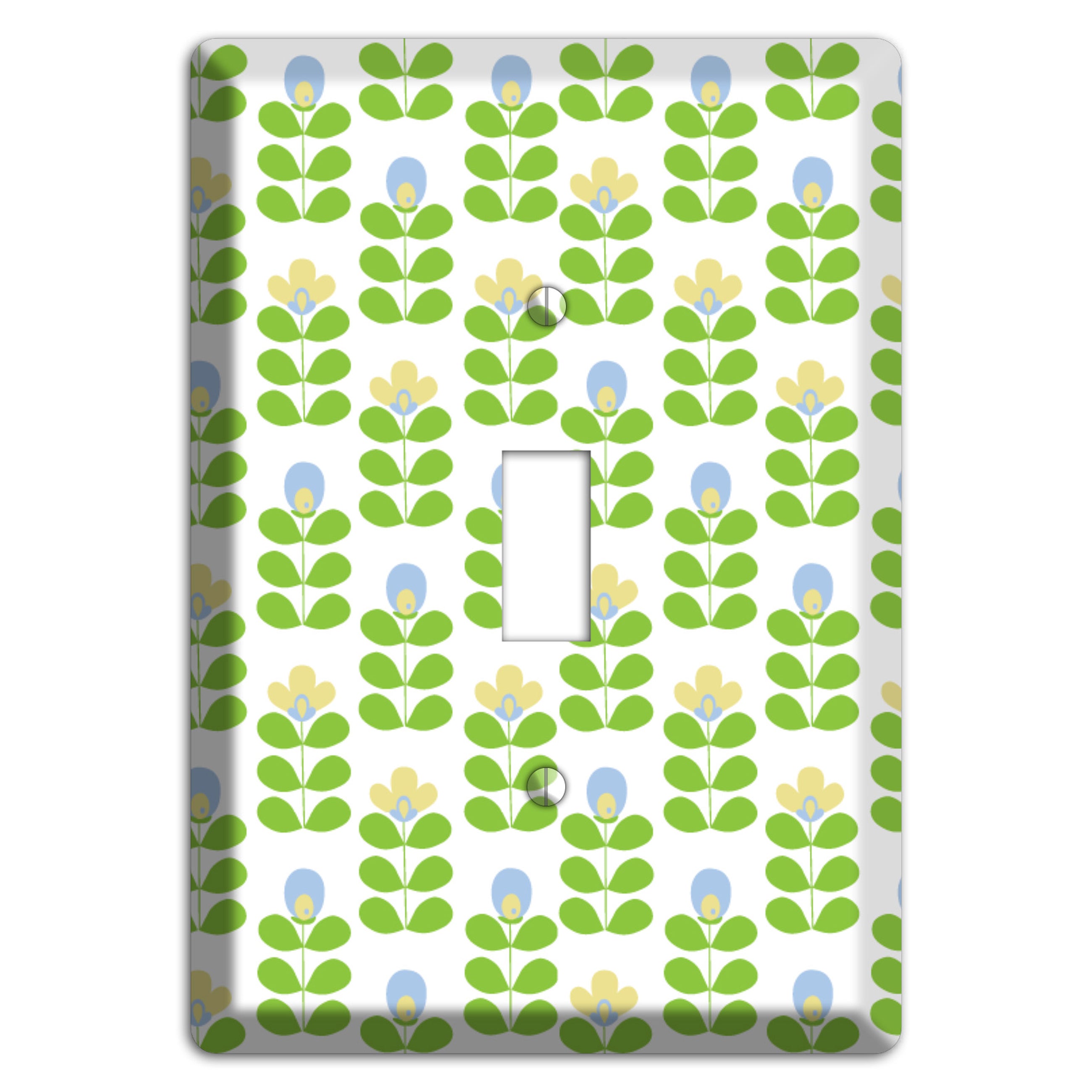 Periwinkle and Beige Deco Floral Half Drop Cover Plates