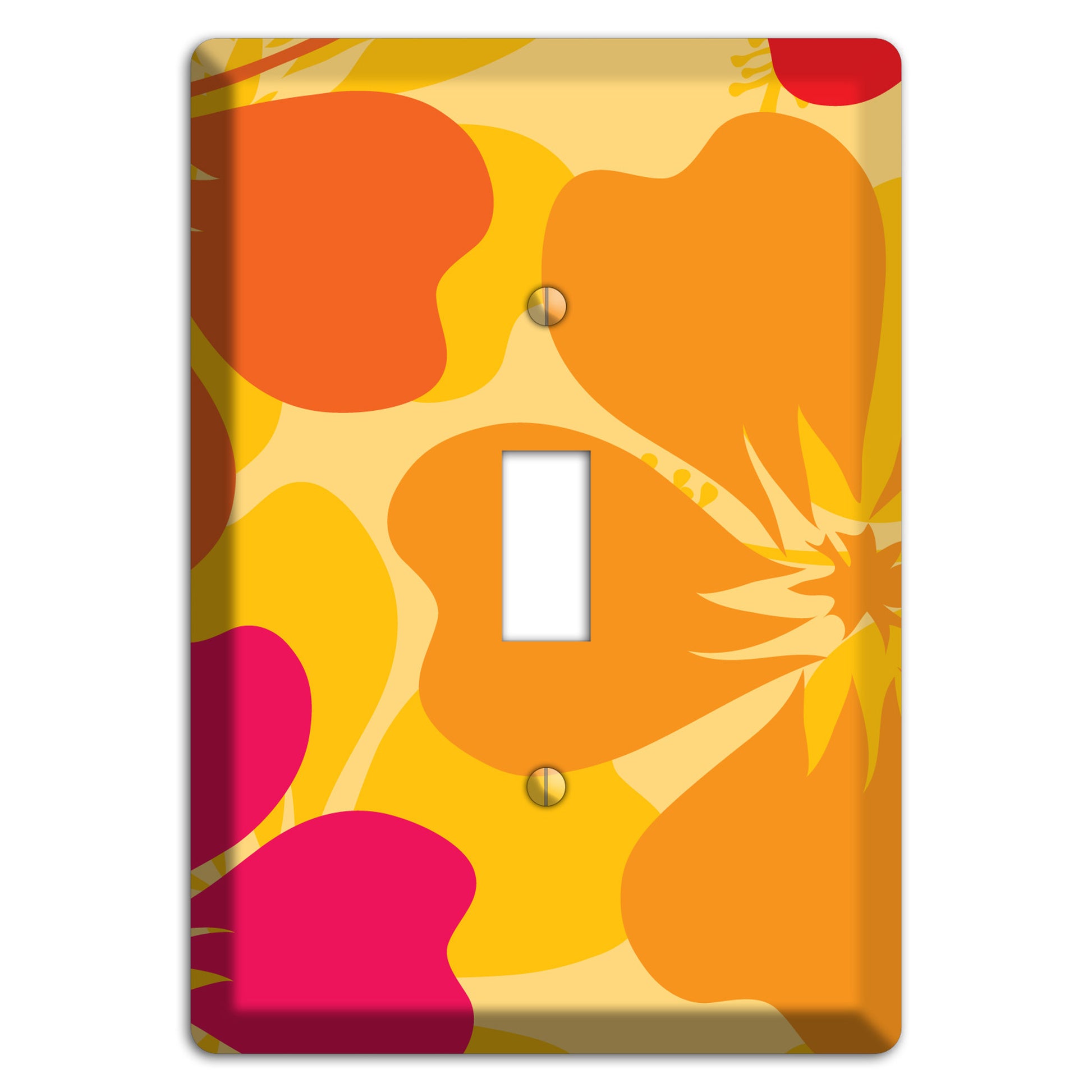 Orange Retro Flowers 2 Cover Plates