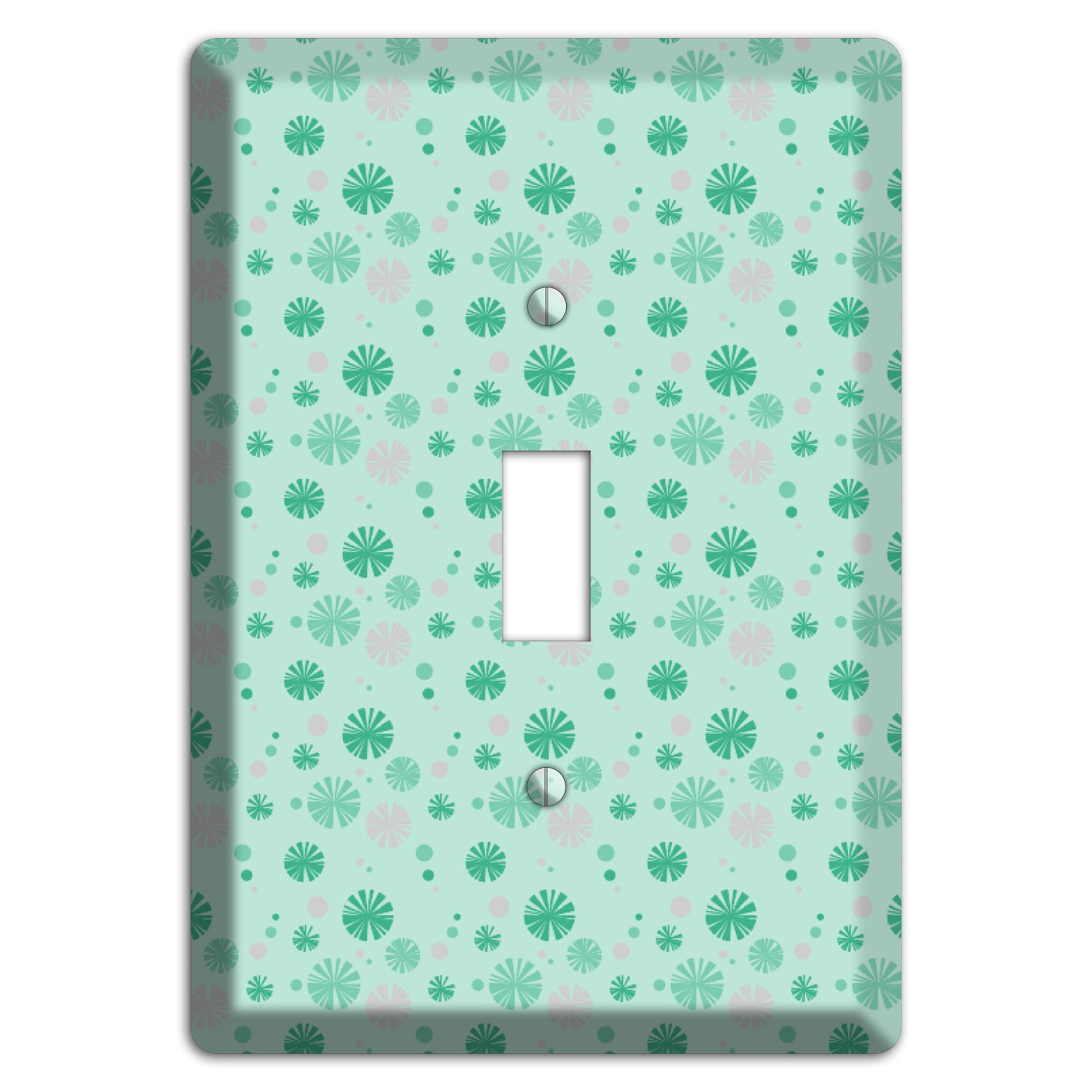 Multi Aqua and Grey Retro Burst Cover Plates
